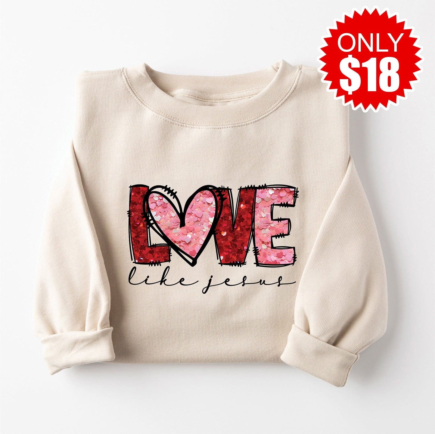 Love Like Jesus Crewneck Sweatshirt - Heather Dust