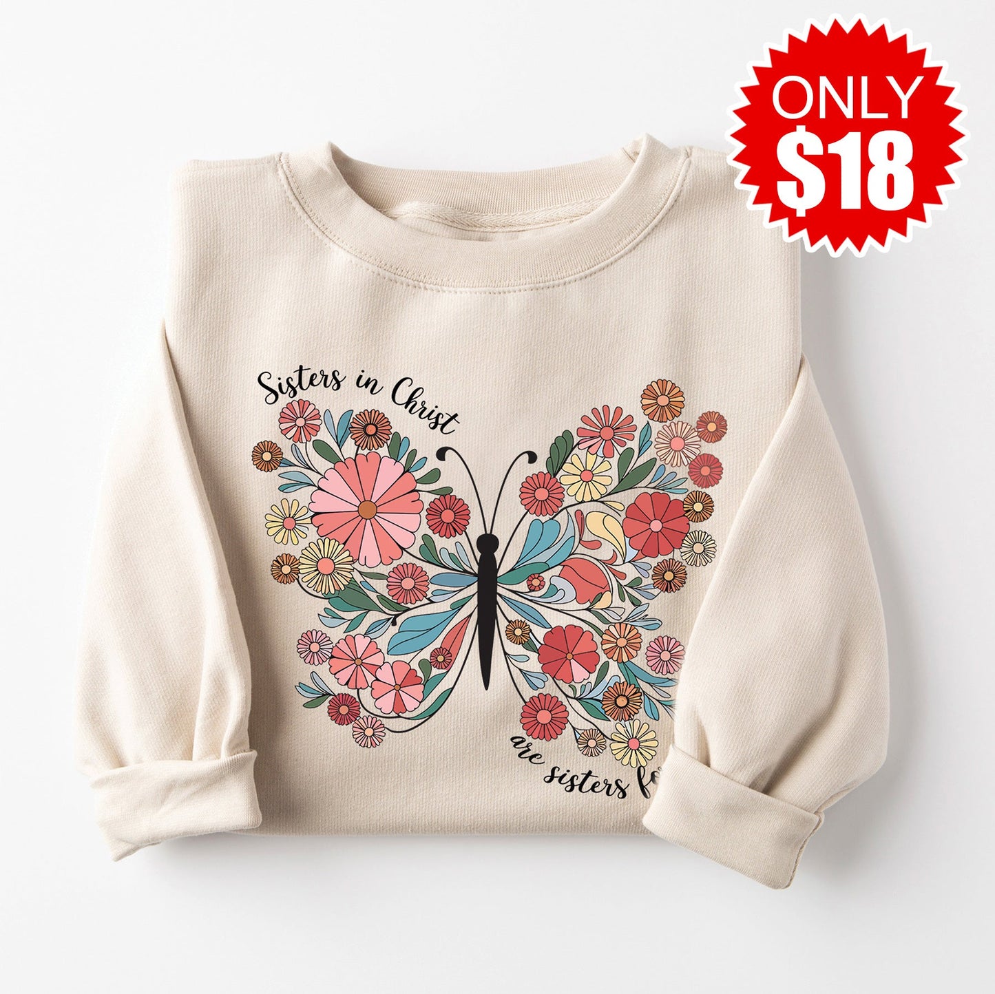Sisters In Christ Crewneck Sweatshirt - Heather Dust