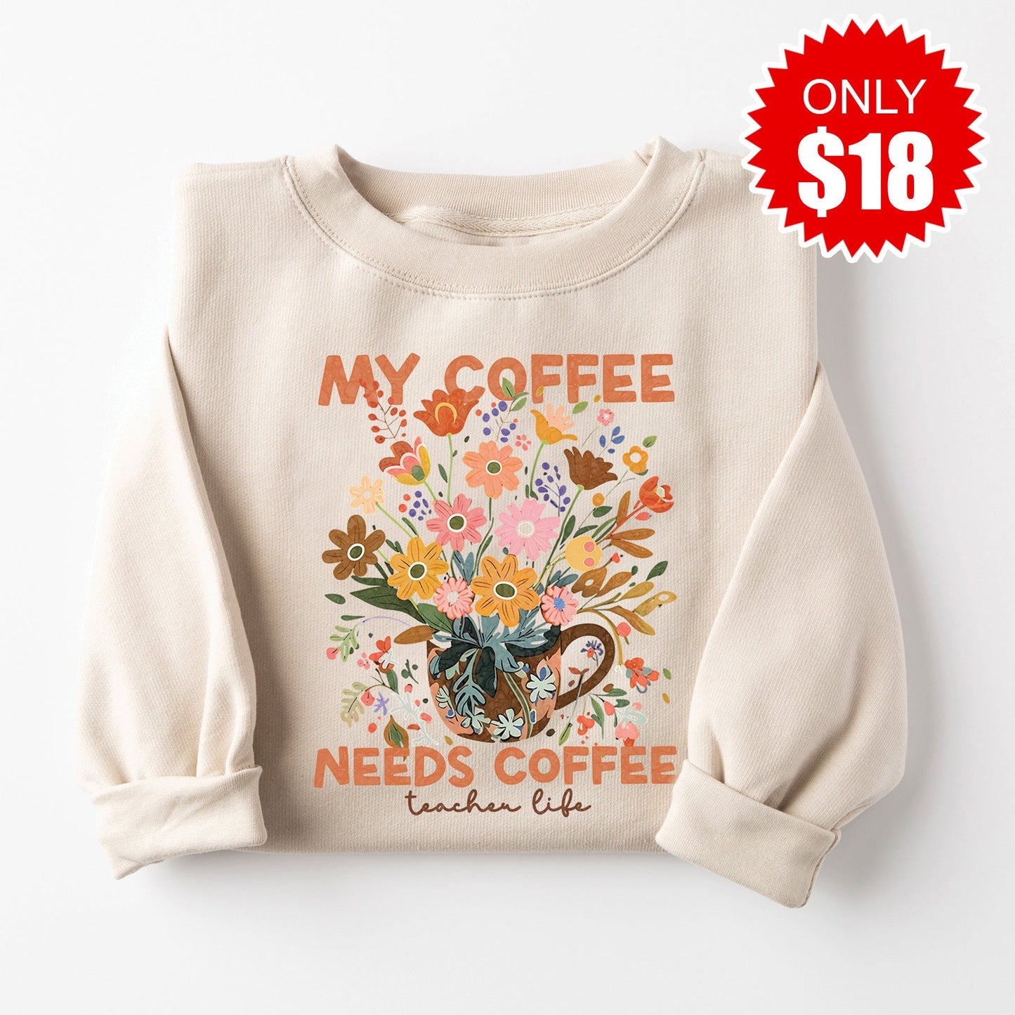 Teacher Life Sweatshirt - Heather Dust - 18