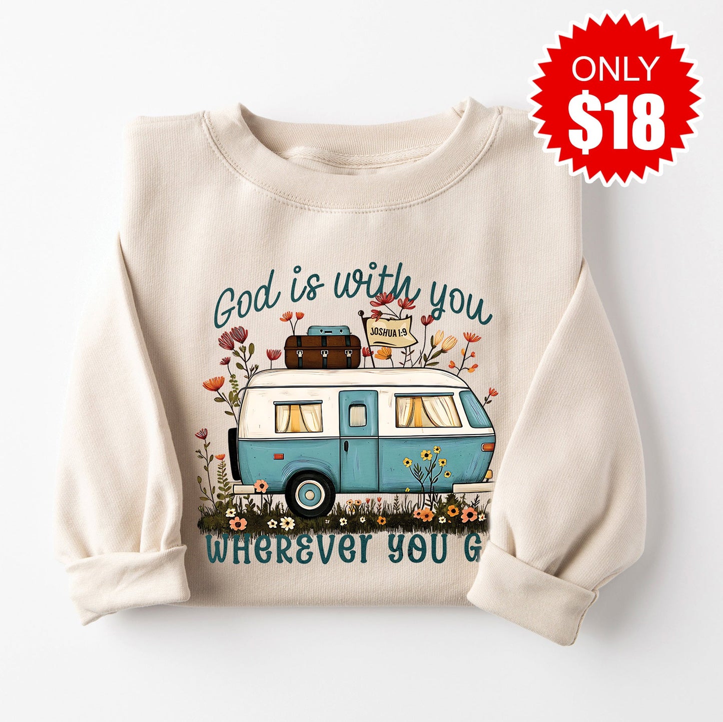 God is with you Camper Sweatshirt - Heather Dust - 18