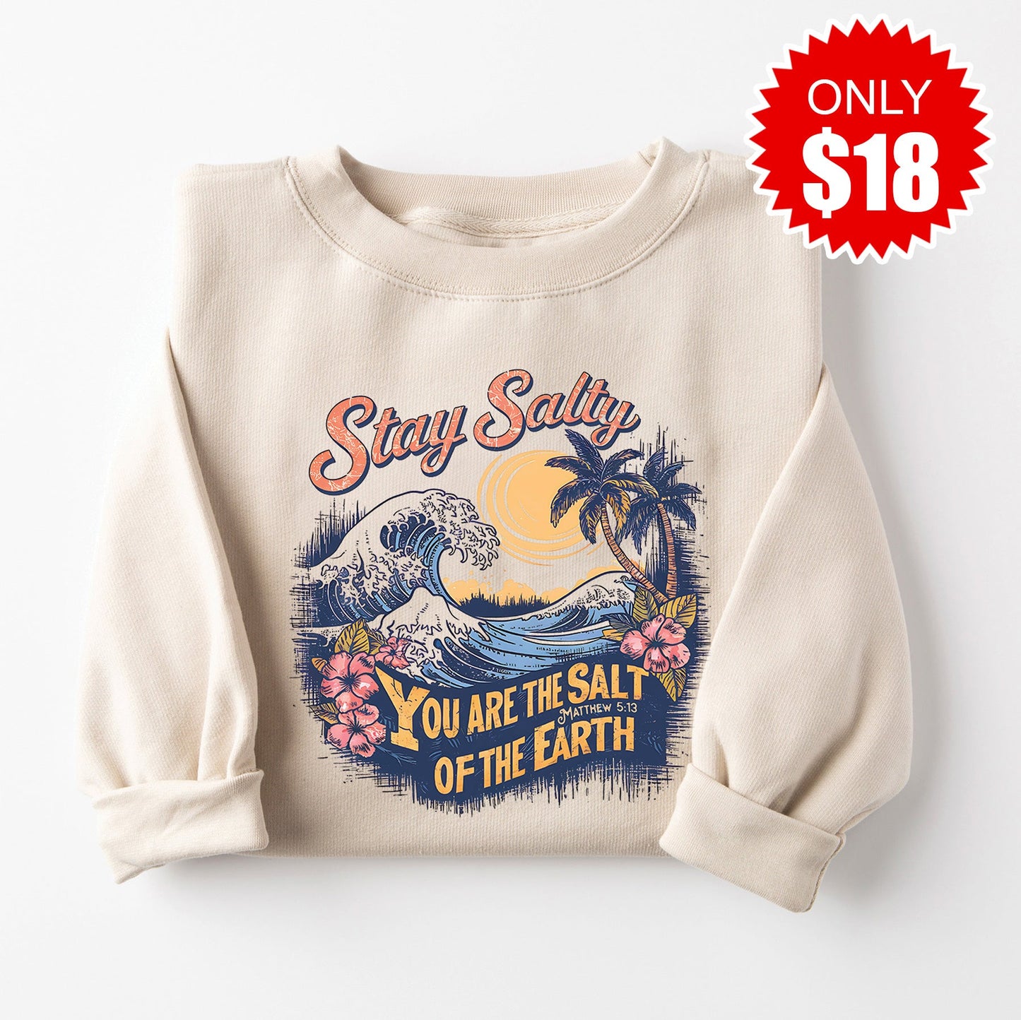 Stay Salty Sweatshirt - Heather Dust - 18 Style002