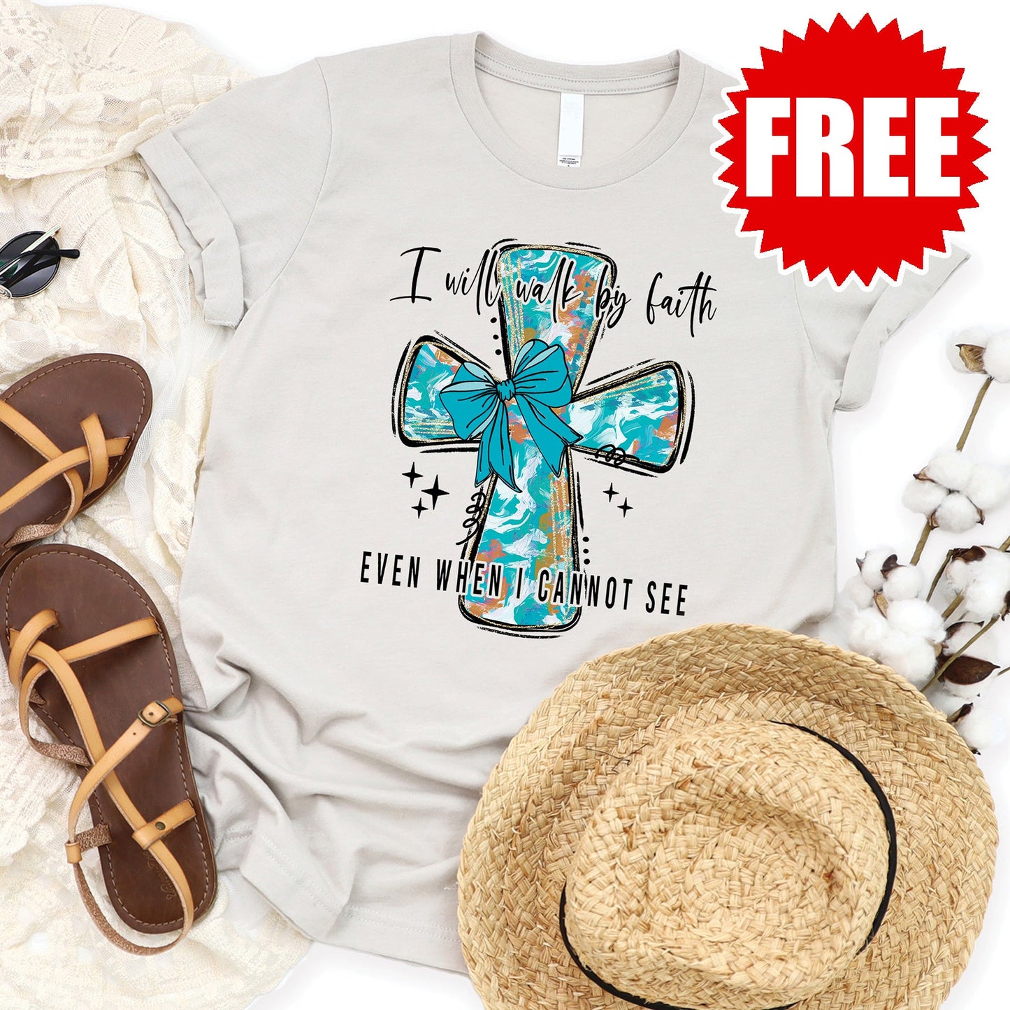 Walk By Faith Tee - Heather Dust Style001
