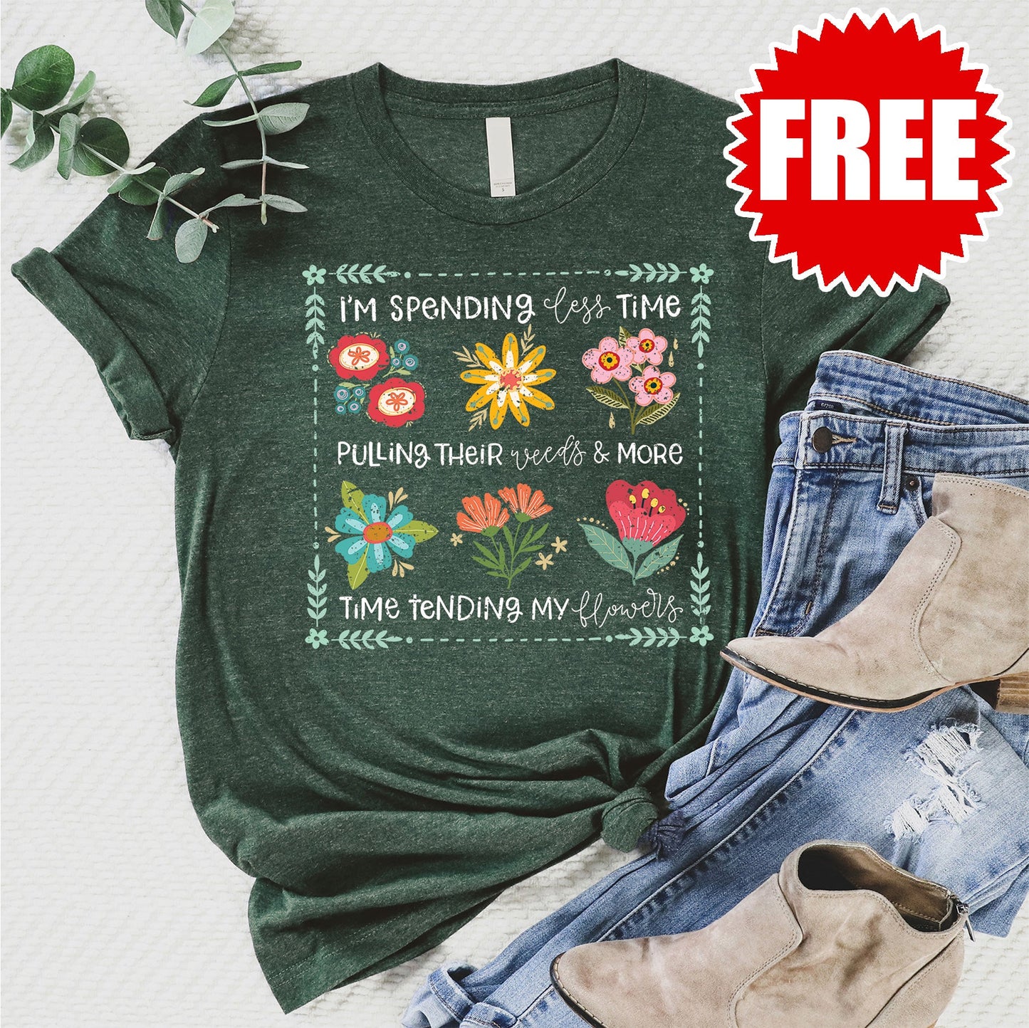 Less Time Tee - Heather Forest - 0