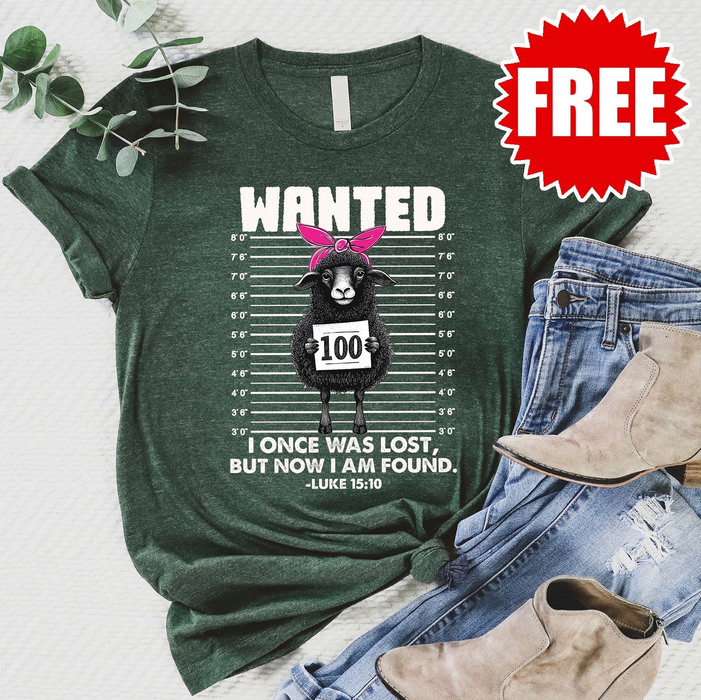 Wanted Sheep Tee - Heather Forest - 0