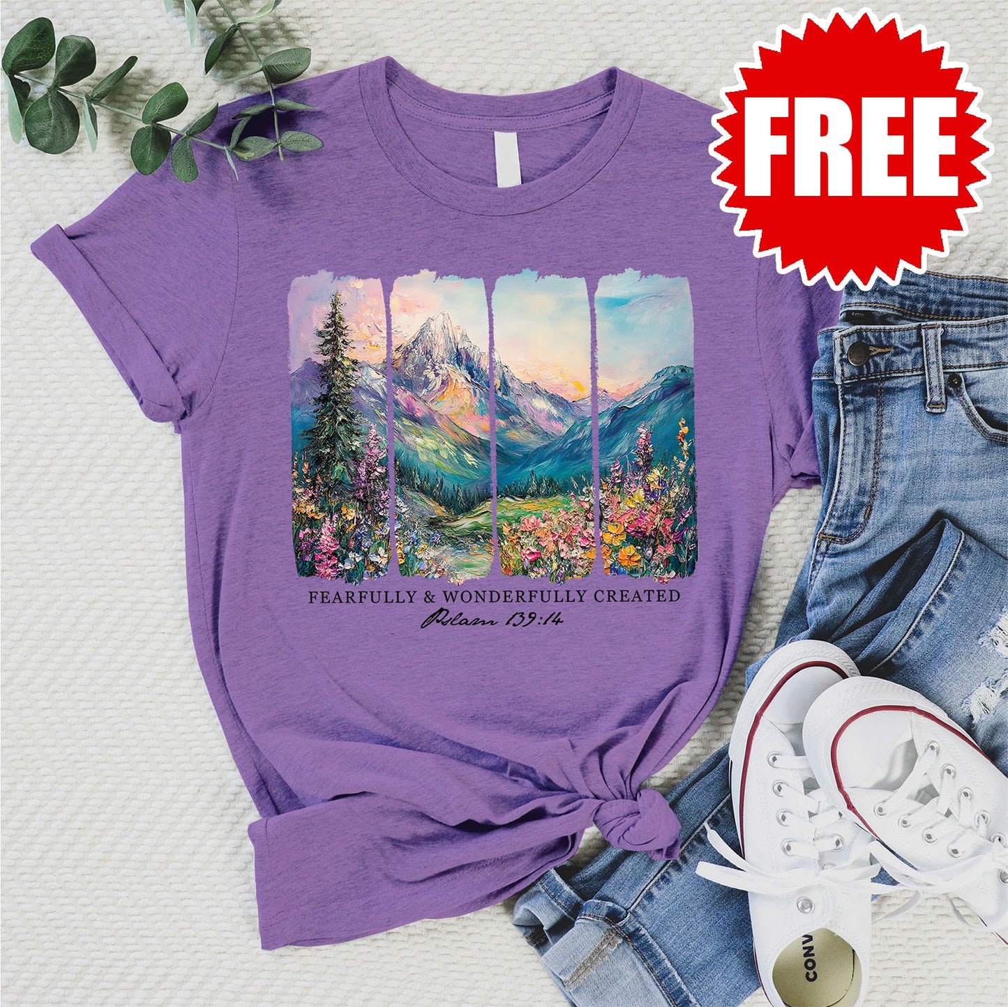 Fearfully and Wonderfully Created Tee - Heather Grape - FREE