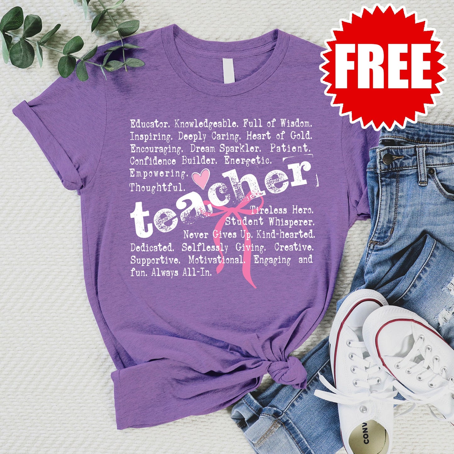 Teacher Words Tee - Heather Grape - FREE