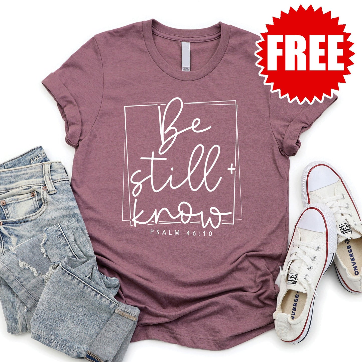 Be Still and Know Tee - Heather Hibiscus Style001