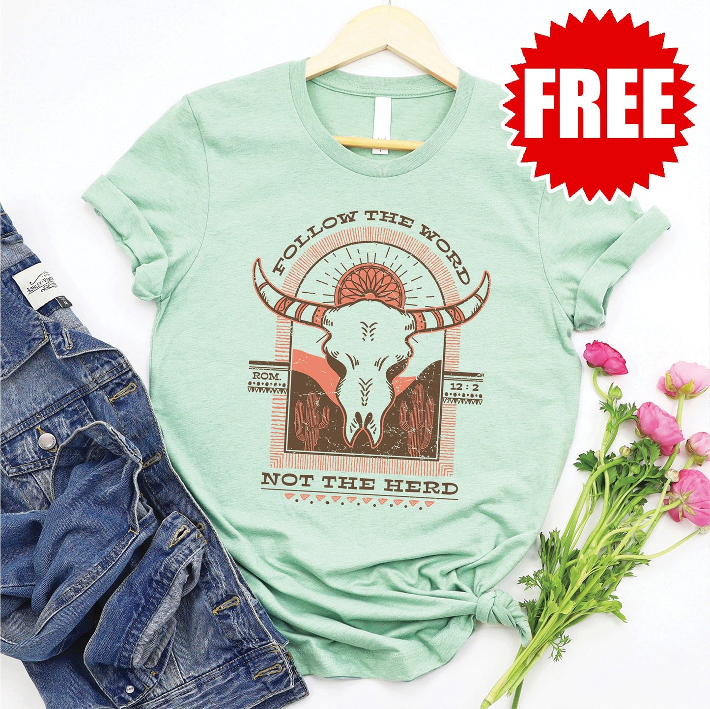Follow the Word Herd Tee - Heather Honeydew - 0