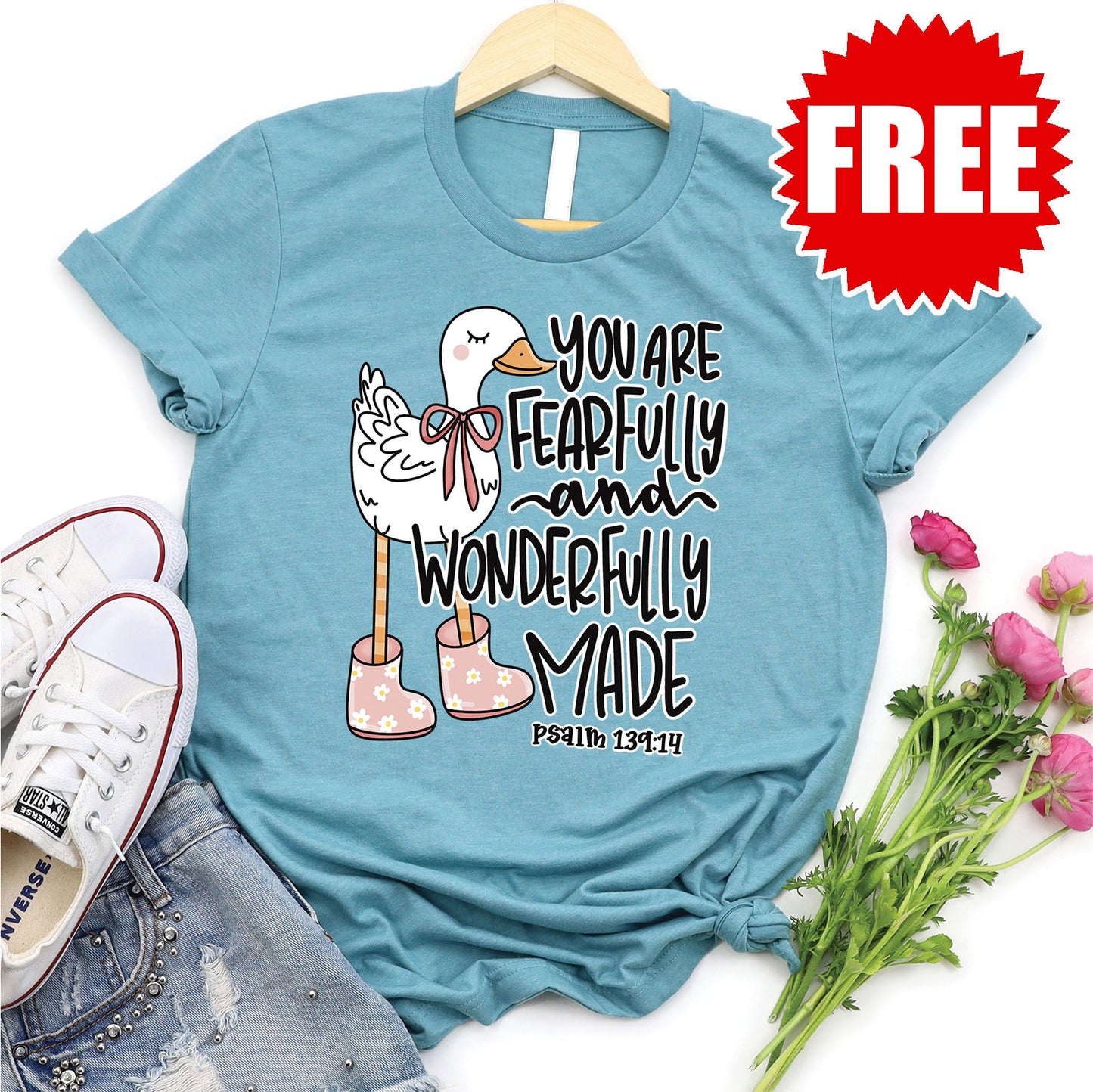Fearfully and Wonderfully Made Tee - Heather Lagoon - 0