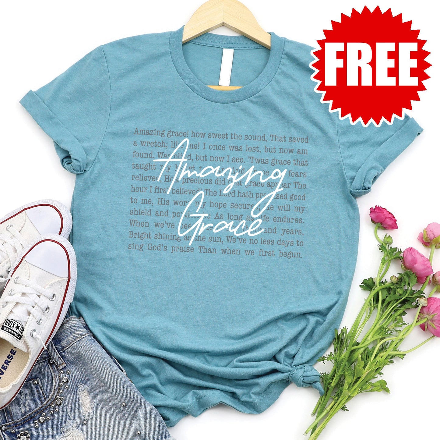 Amazing Grace Tee - Heather Lagoon - 0