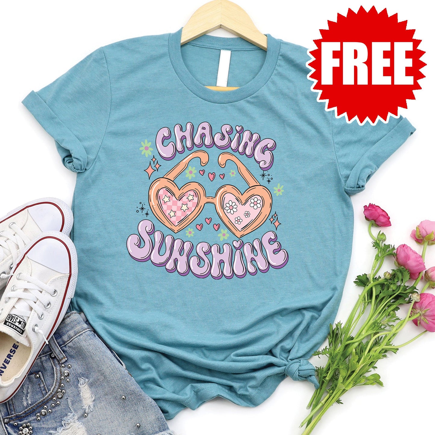 Chasing Sunshine Tee - Heather Lagoon - 0