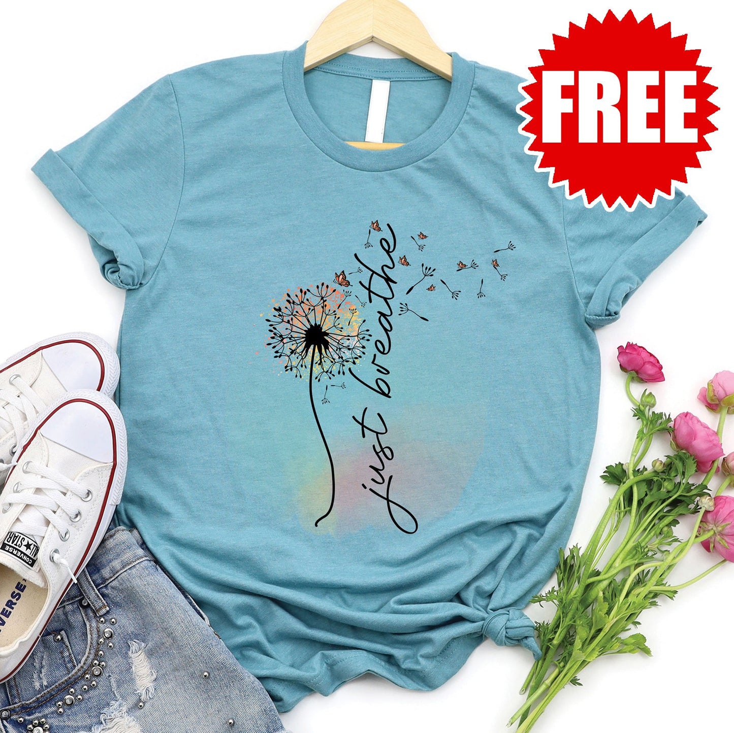 Just Breathe Tee - Heather Lagoon - 0 Style001