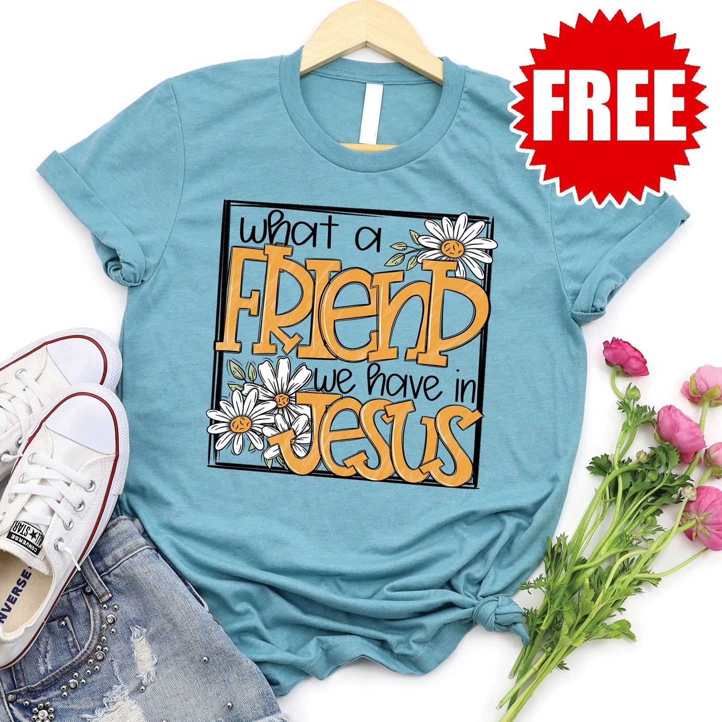 What A Friend Tee - Heather Lagoon Style001