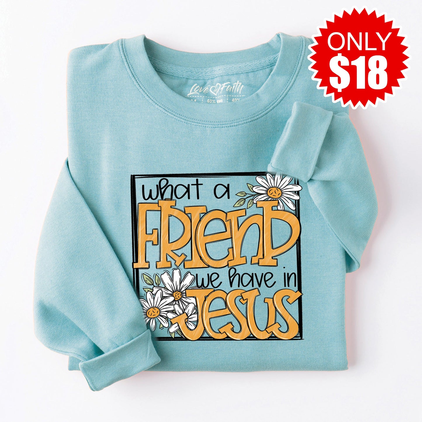 What A Friend Crewneck Sweatshirt - Heather Lagoon