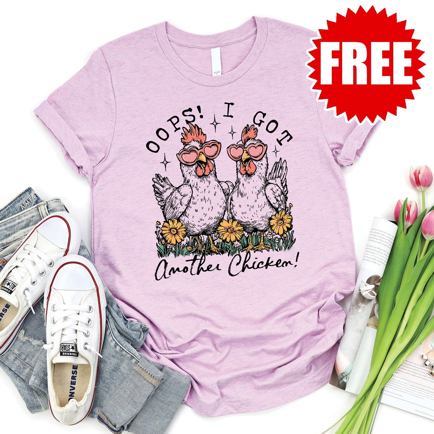 Another Chicken Tee - Heather Lilac - 0