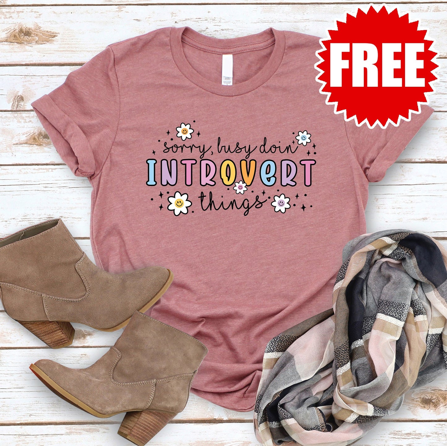 Introvert Things Tee - Heather Mauve - 0