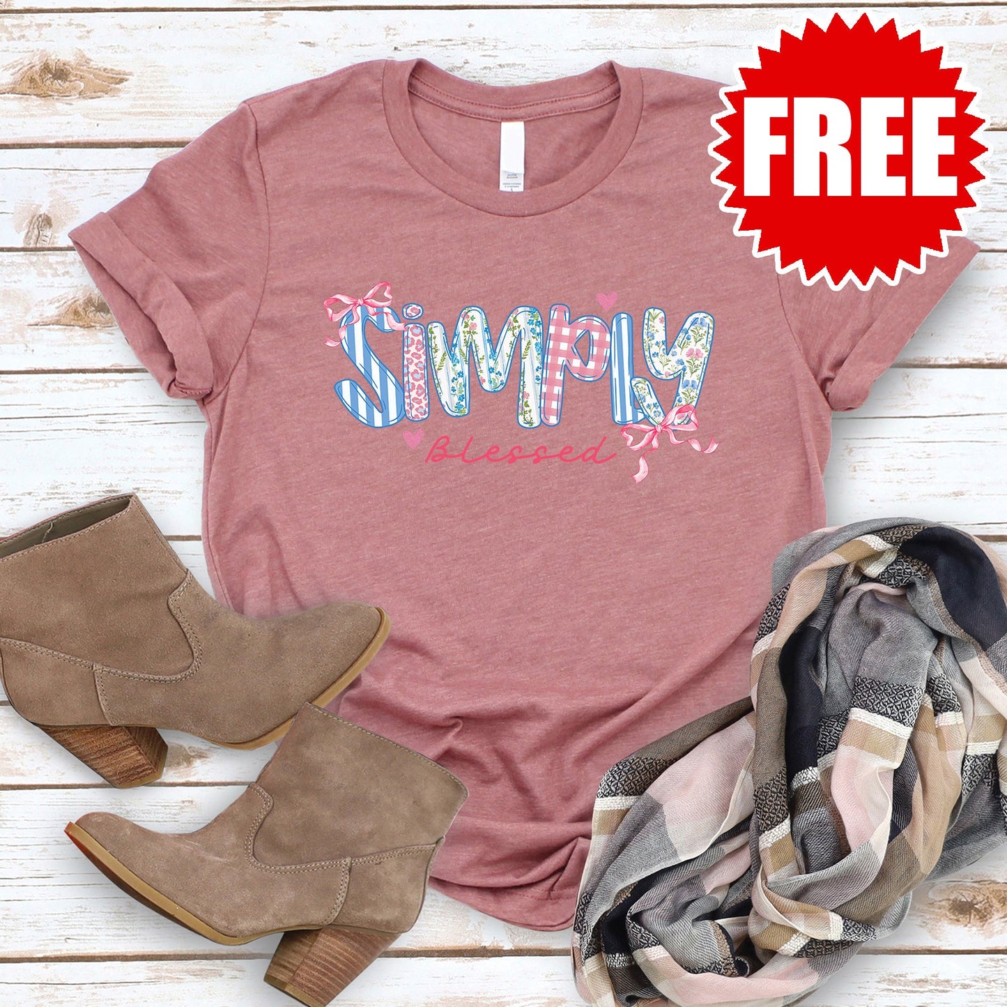 Simply Blessed Tee - Heather Mauve - 0