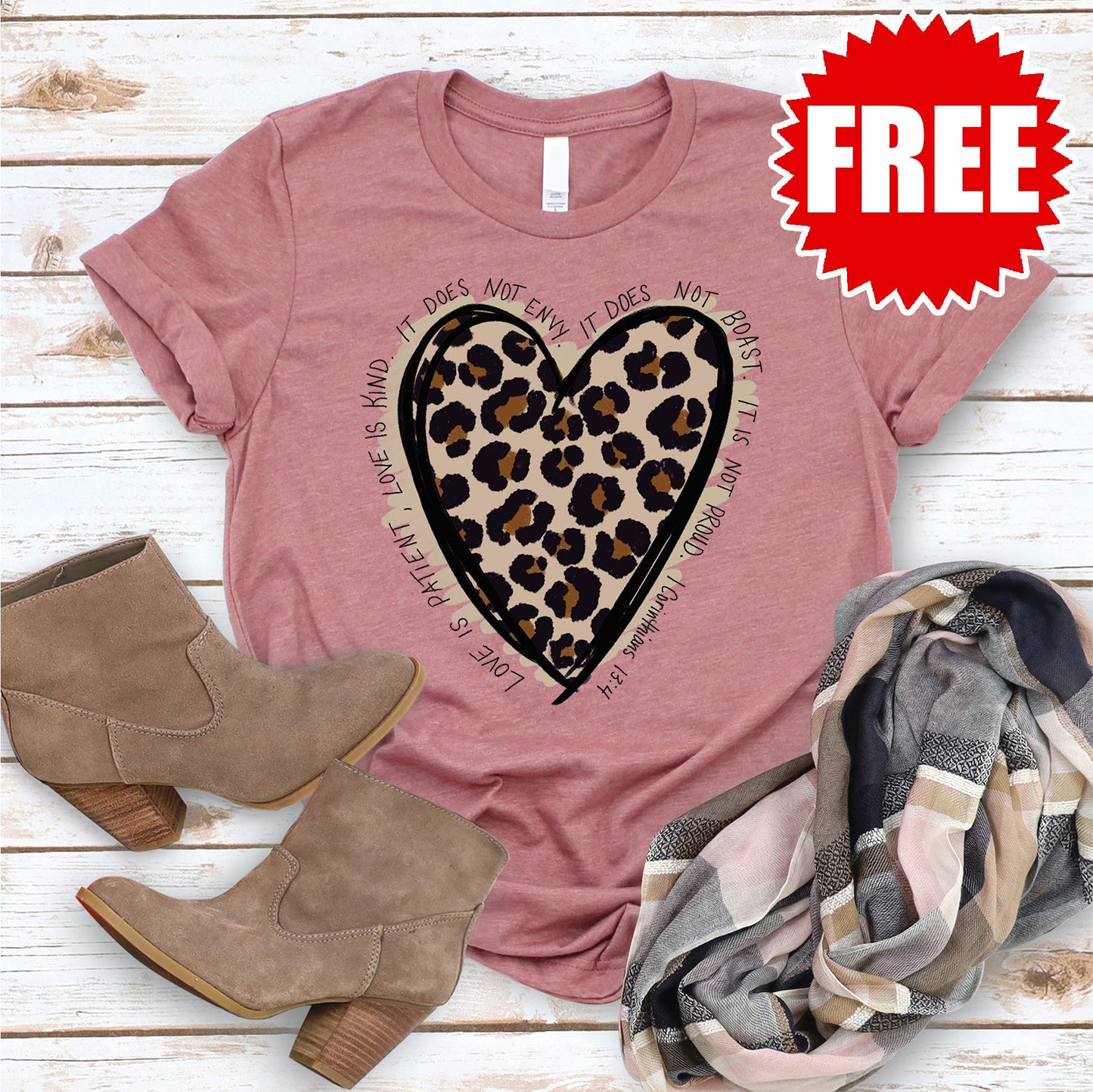 Love Leopard Tee - Heather Mauve Style001