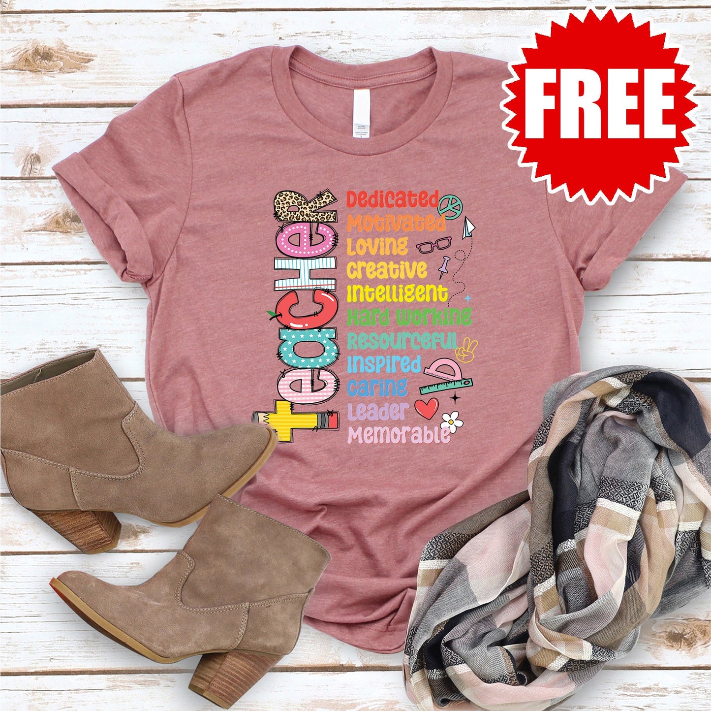 Teacher Tee - Heather Mauve - FREE
