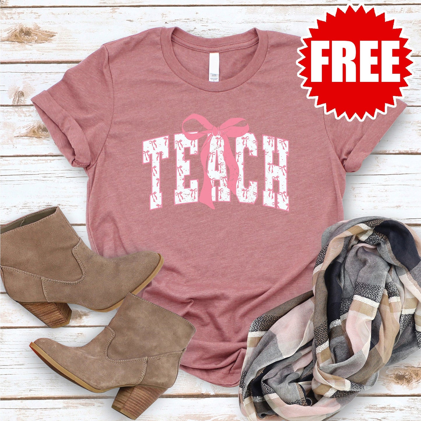 Teach Tee - Heather Mauve - FREE
