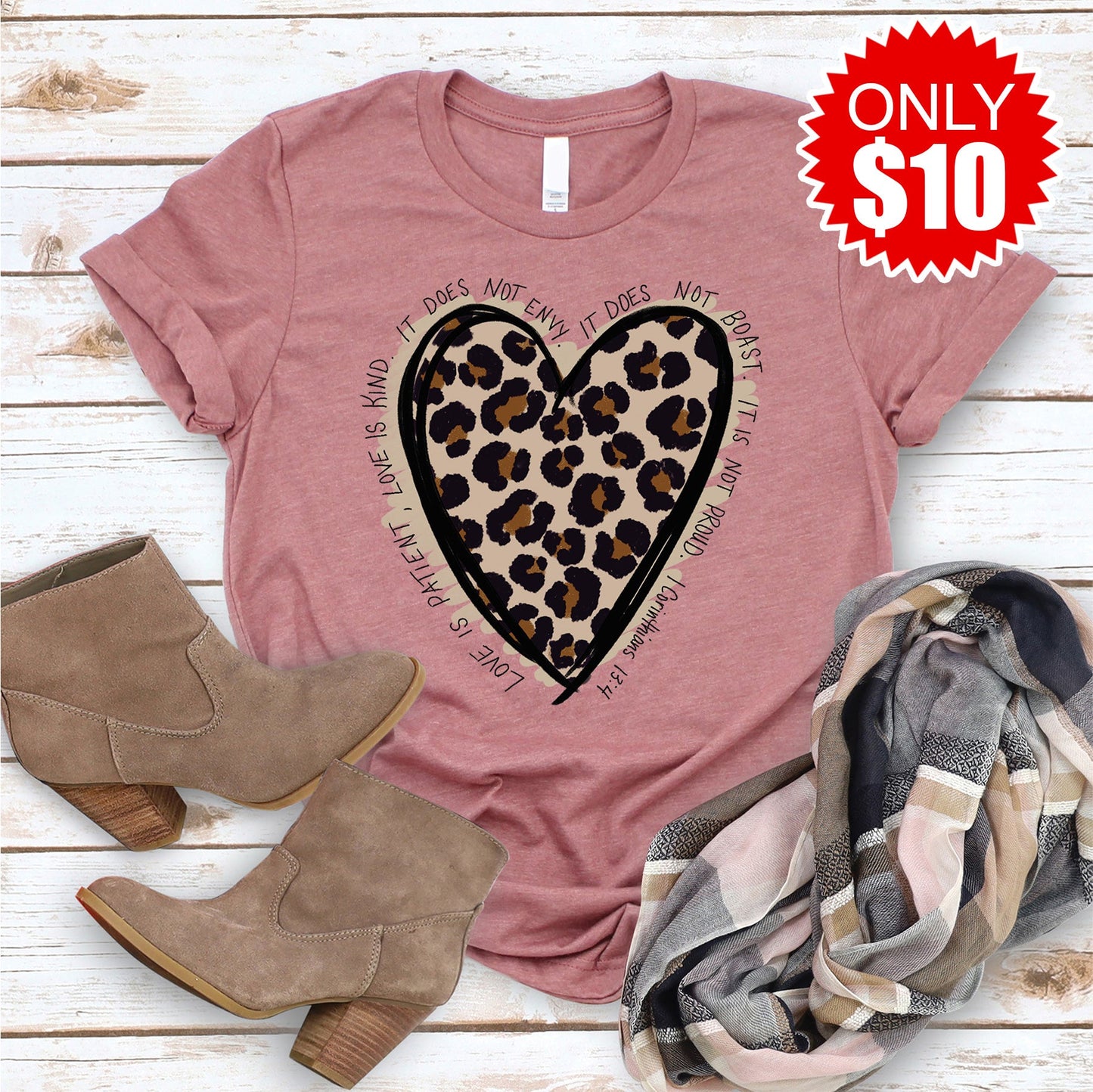 Love Leopard Tee - Heather Mauve