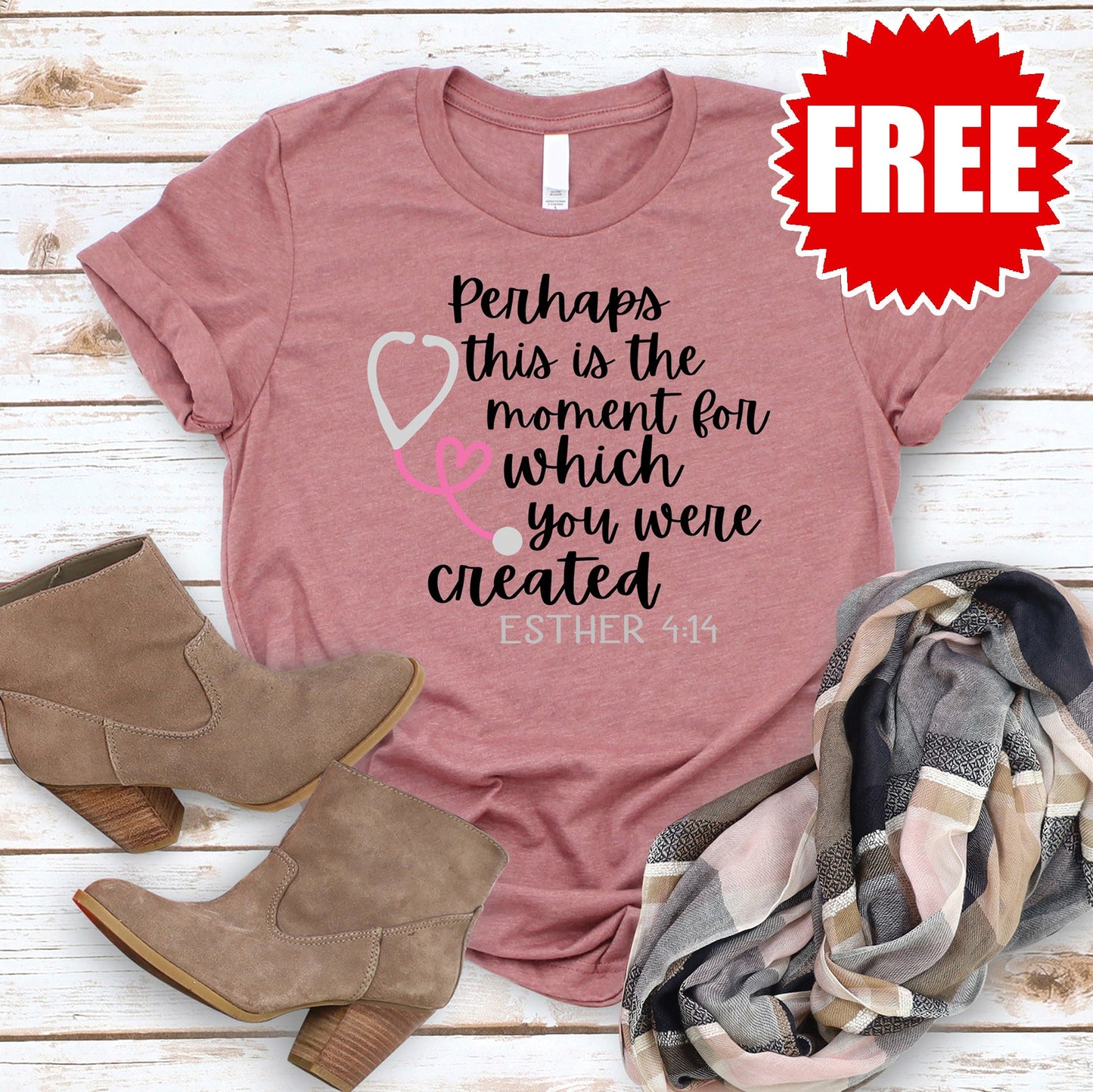 You Were Created Tee - Heather Mauve - FREE