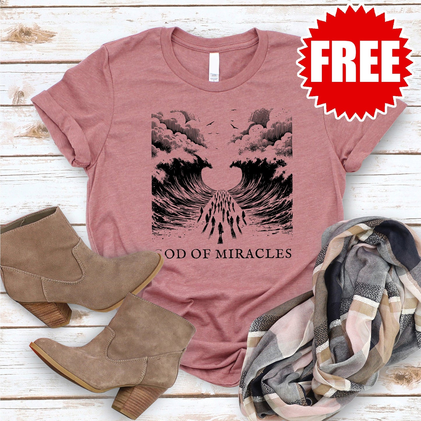God of Miracles Tee - Heather Mauve - 0