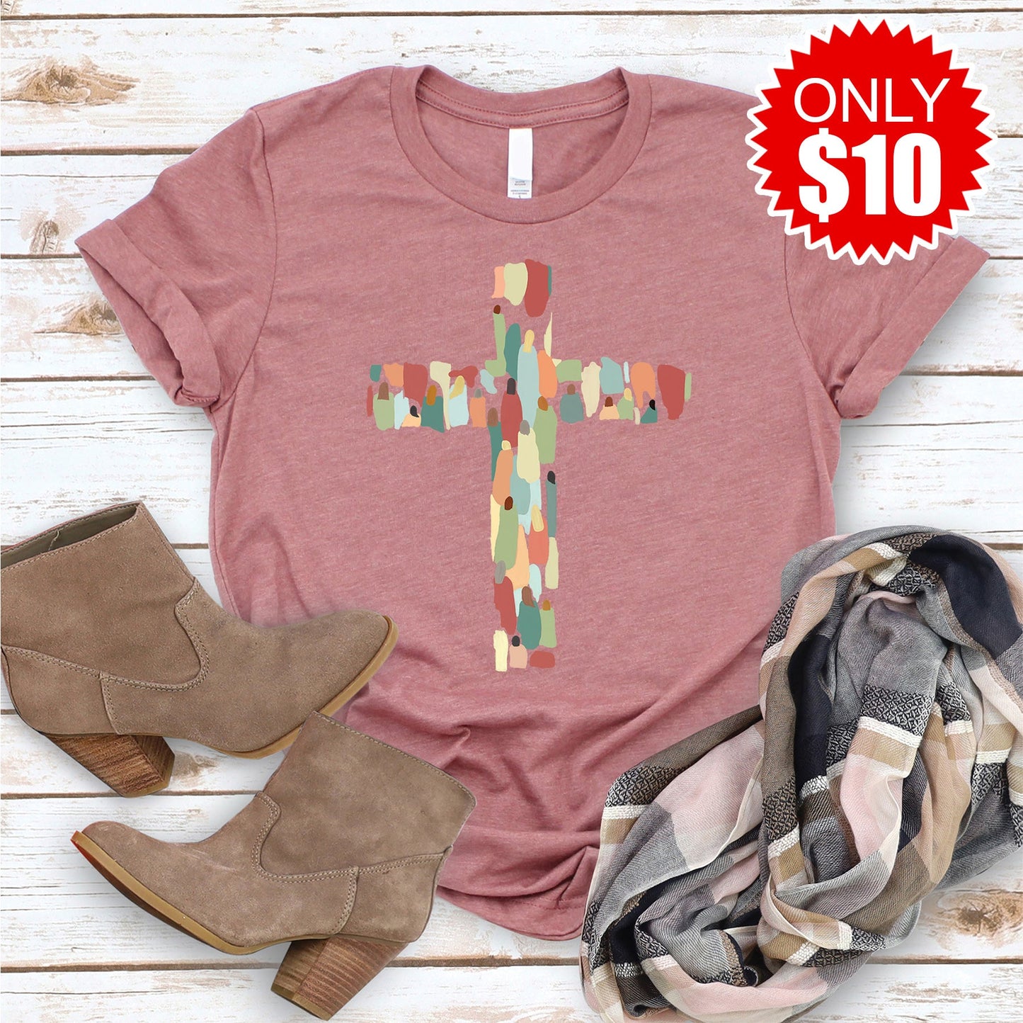 Cross Tee - Heather Mauve