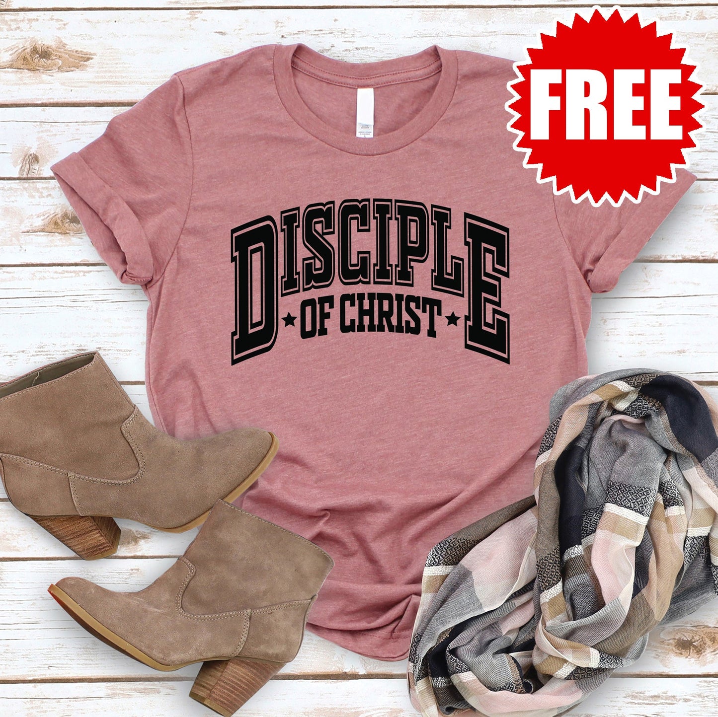 Disciple of Christ Tee - Heather Mauve - 0