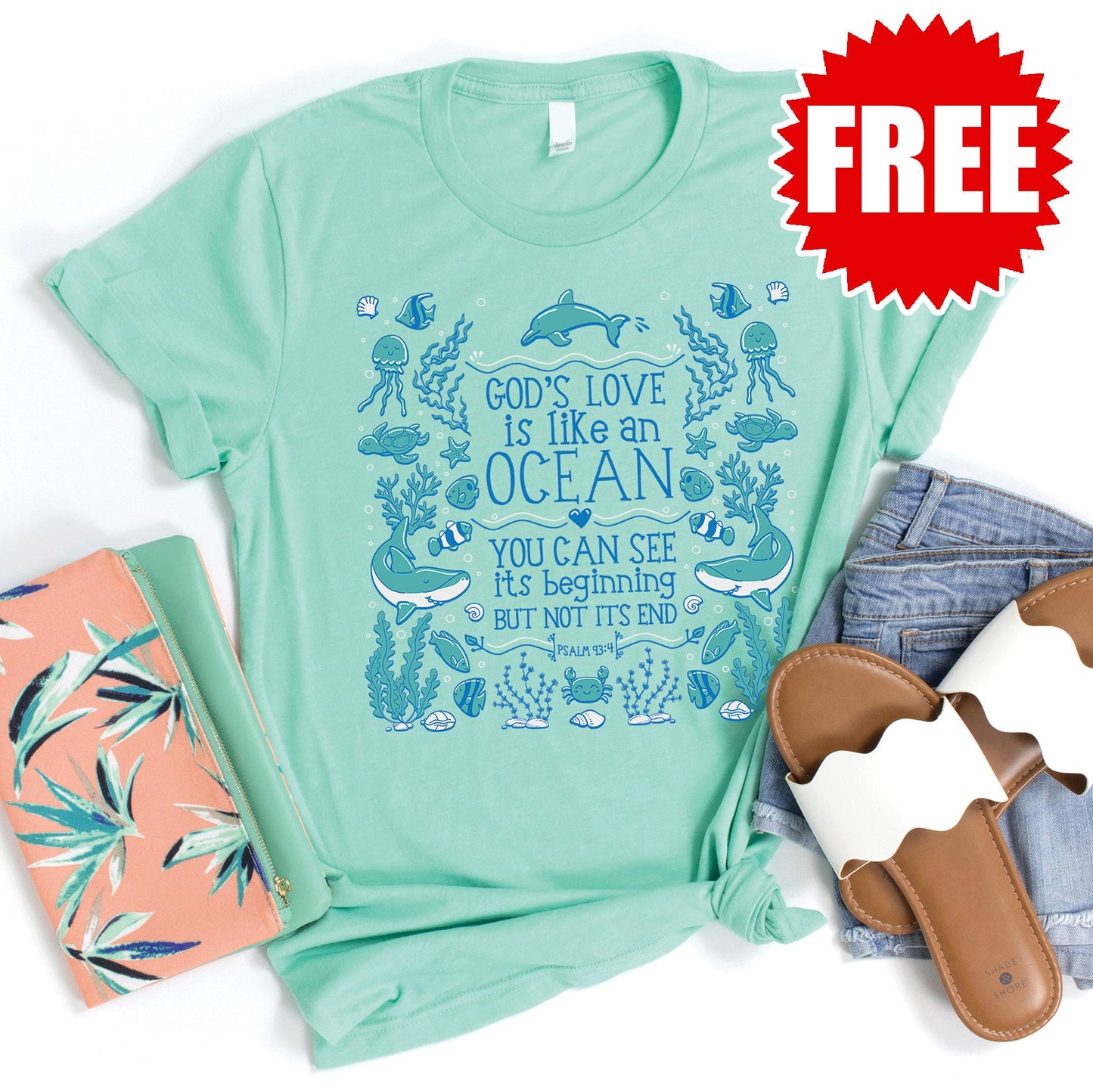 Ocean Sized Love Tee - Heather Mint - 0