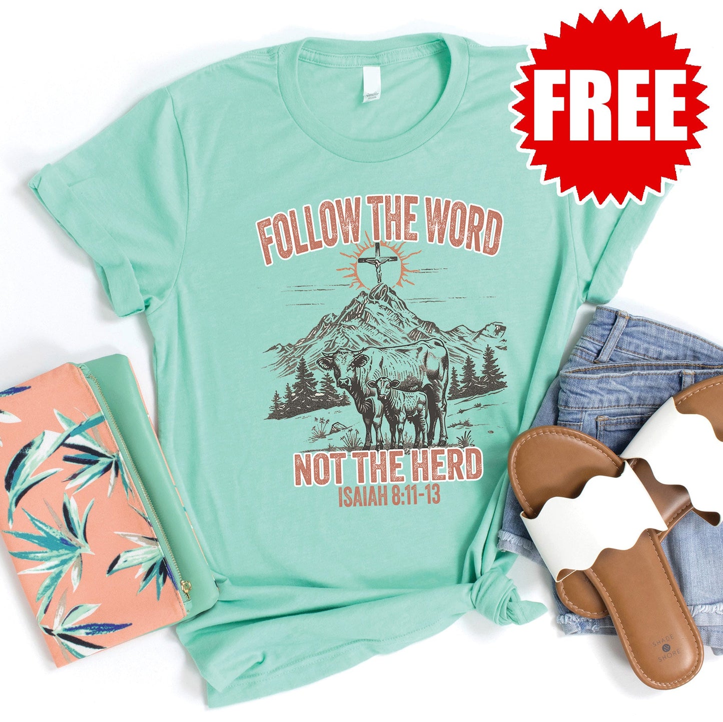 Follow the Word Tee - Heather Mint - 0