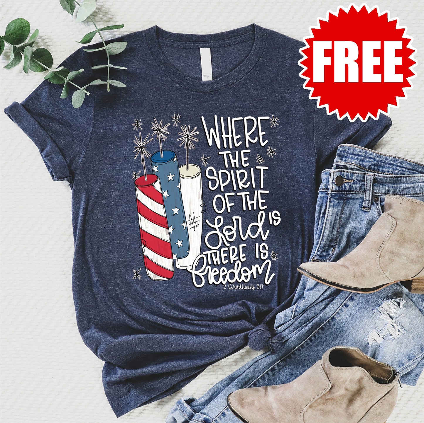 There is Freedom Tee - Heather Navy - 0