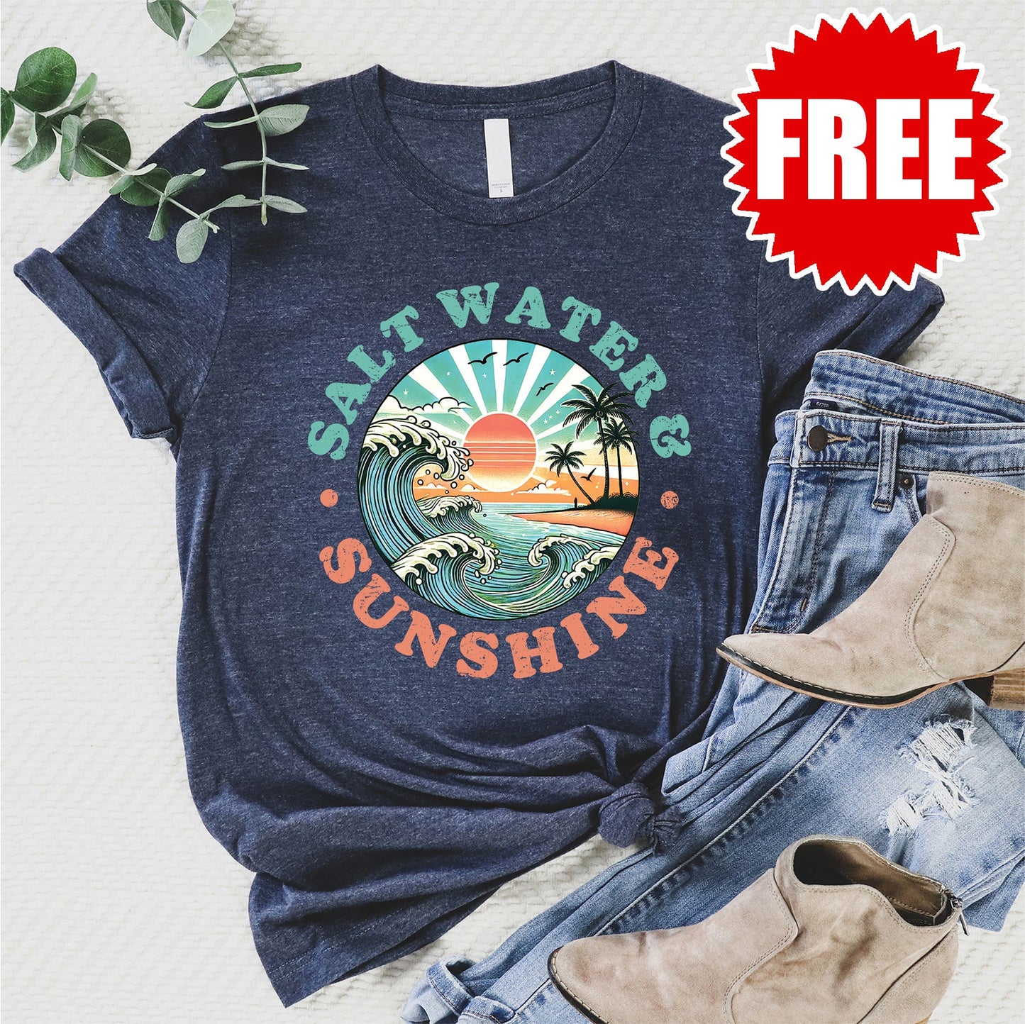Salt Water Tee - Heather Navy - 0