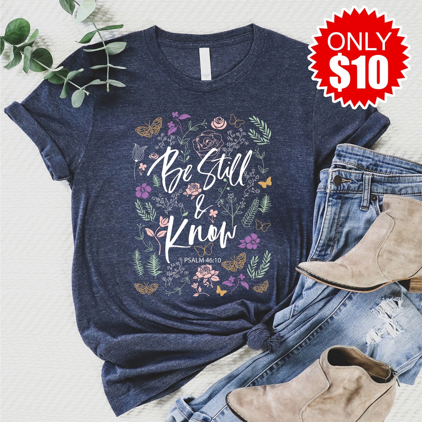Be Still Tee - Heather Navy