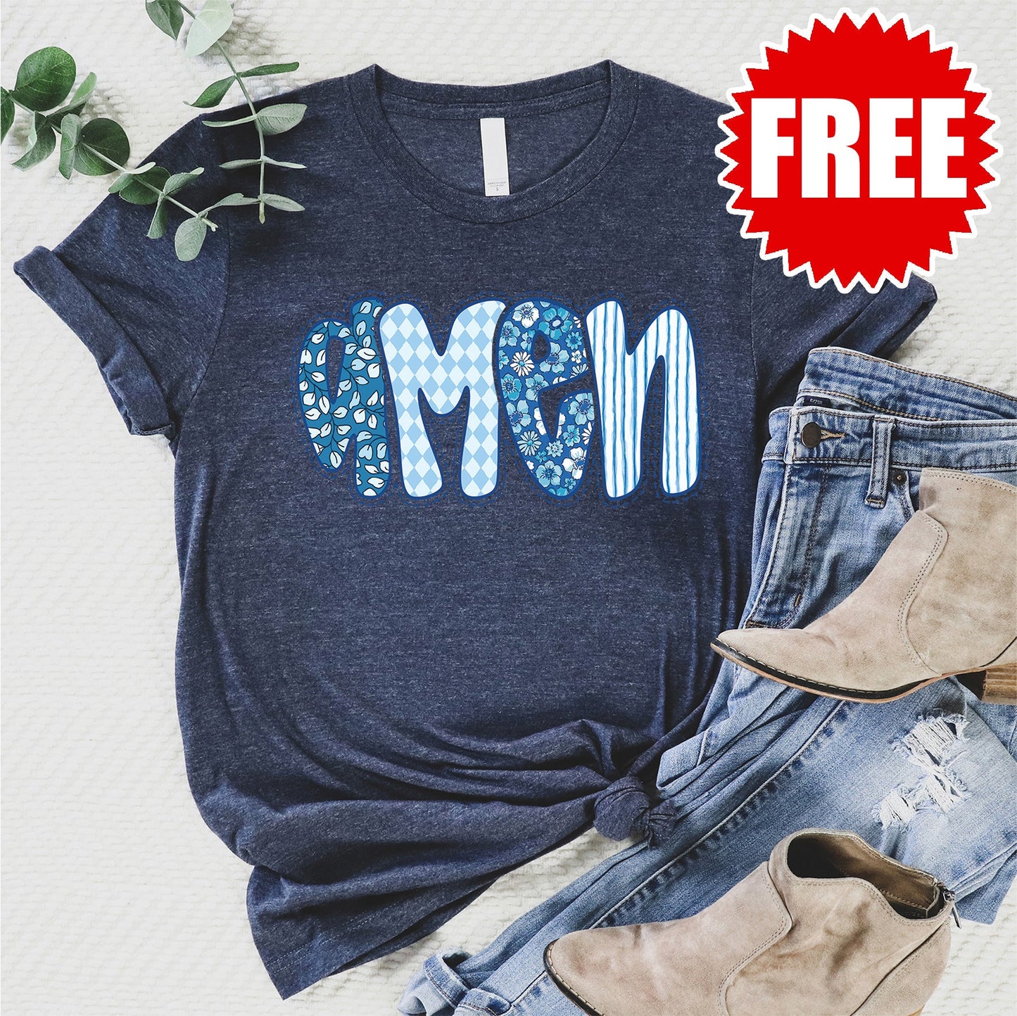 Amen Tee - Heather Navy - 0