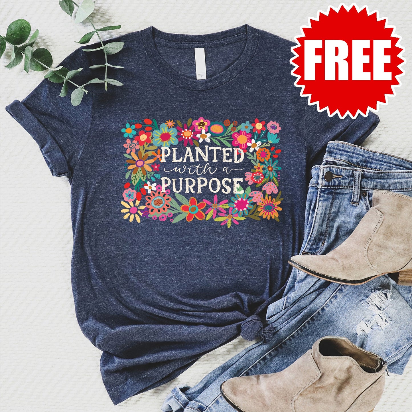 Planted with a Purpose Tee - Heather Navy - 0