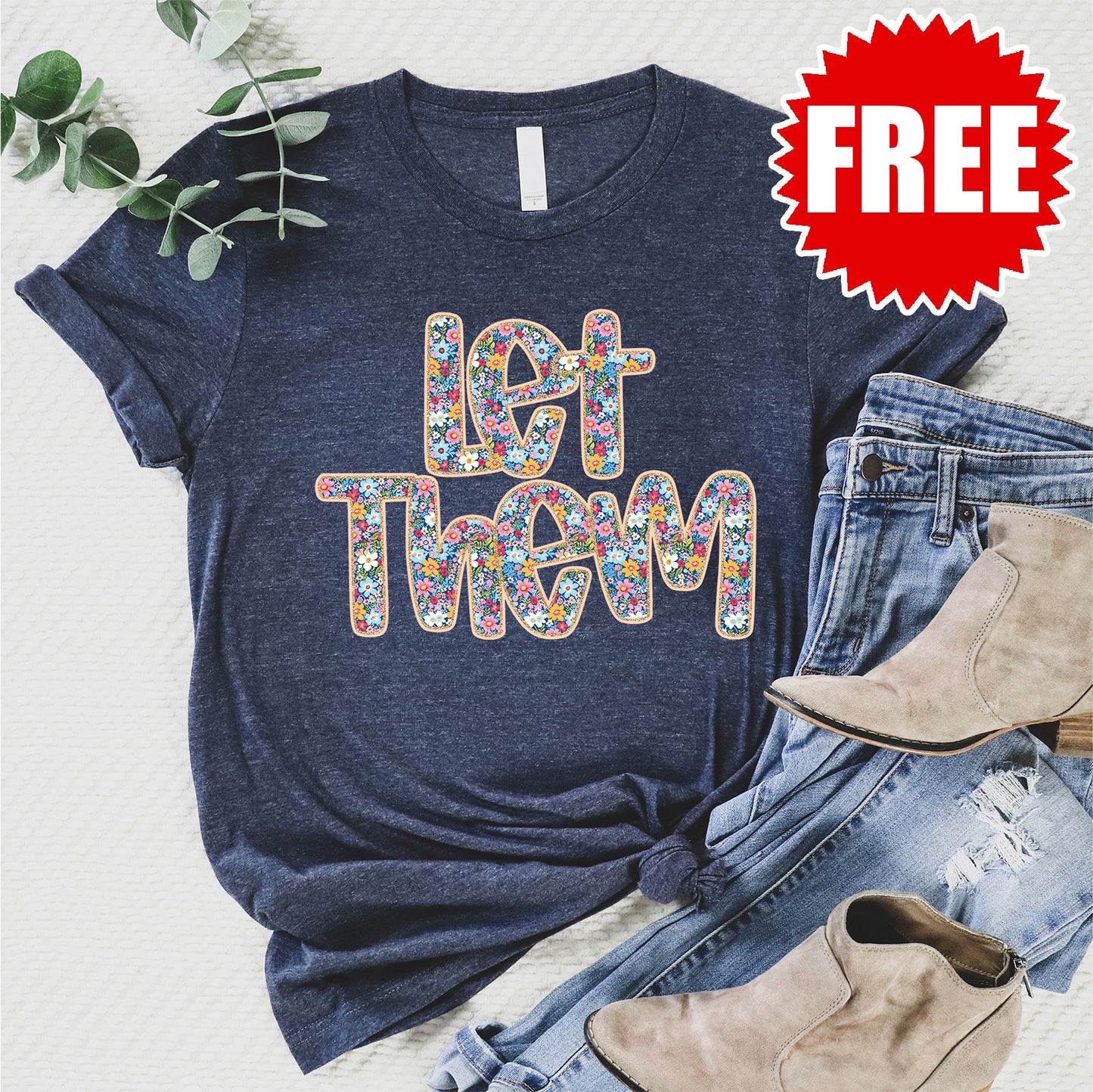 Let Them Tee - Heather Navy - 0