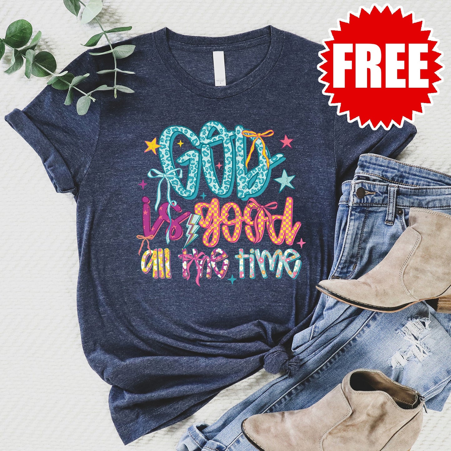 God is Good Tee - Heather Navy - 0 Style001