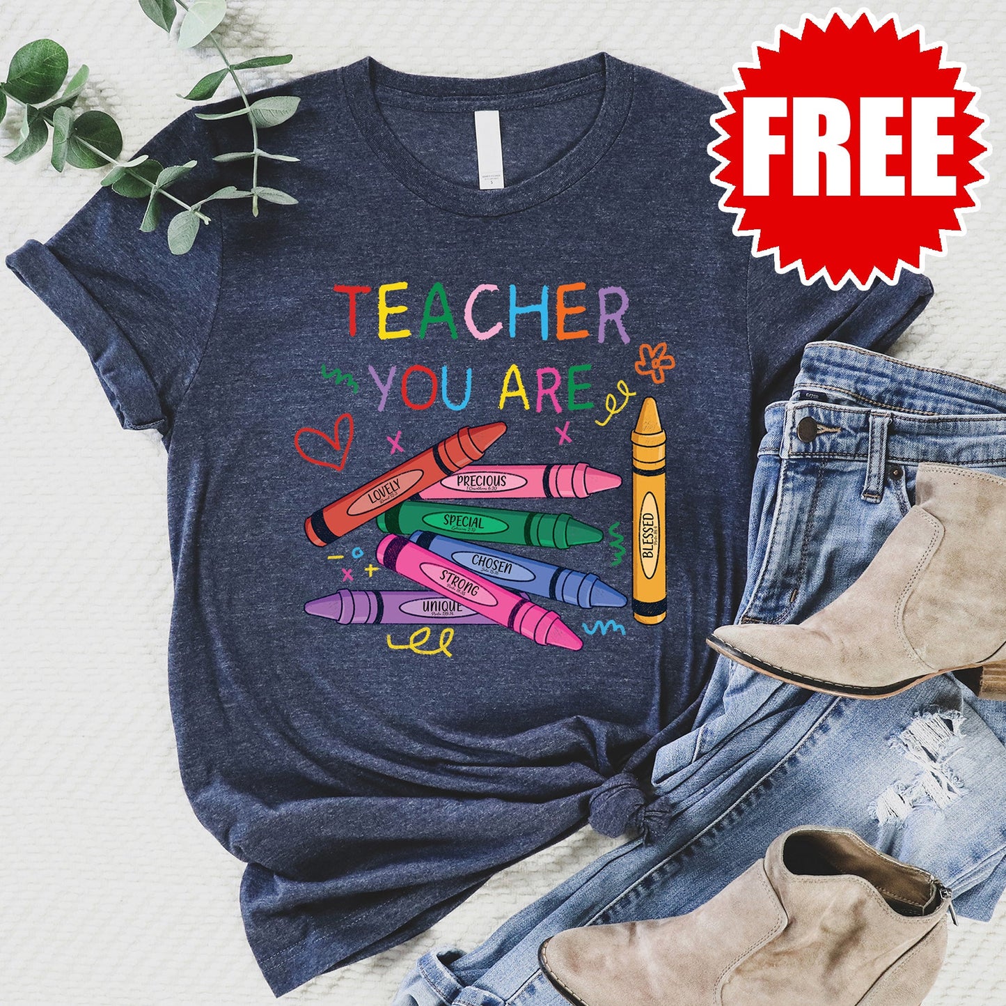 Teacher You Are Tee - Heather Navy - FREE