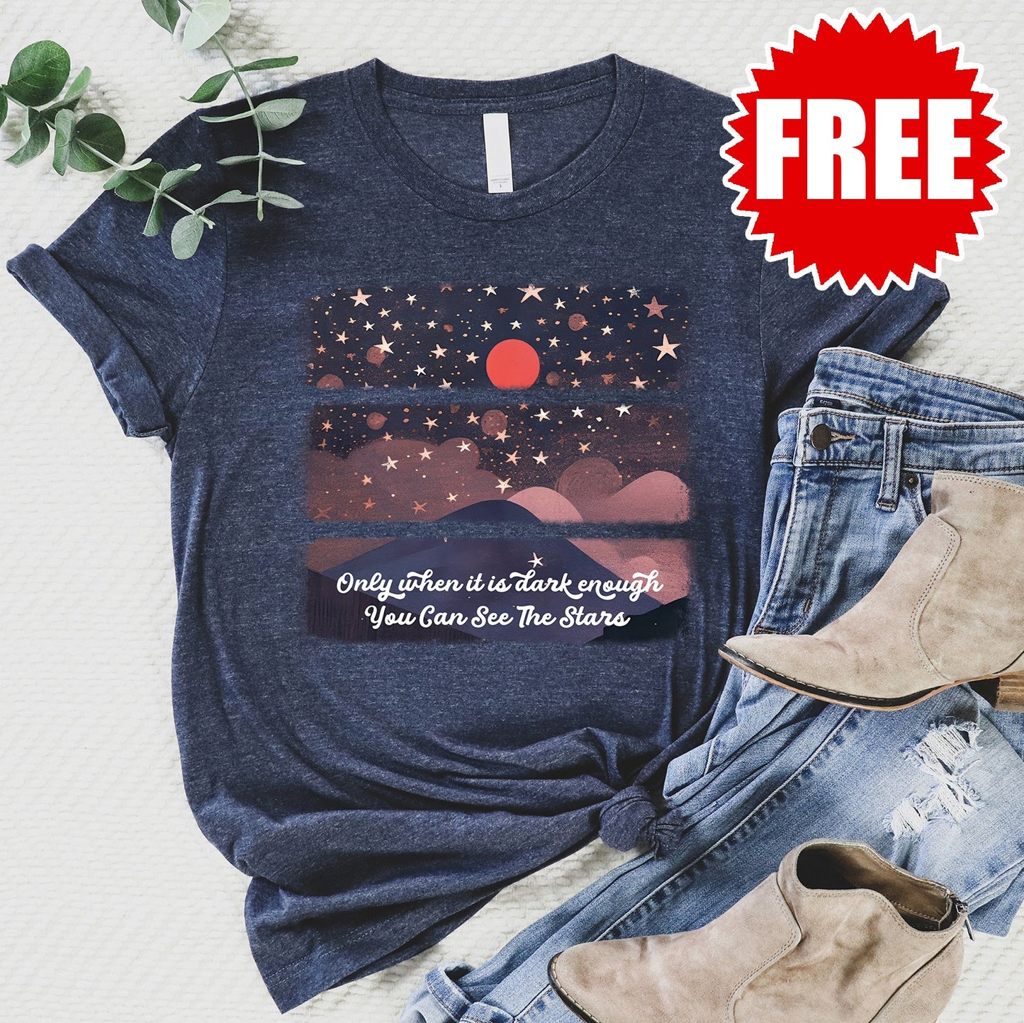 See The Stars Tee - Heather Navy - FREE