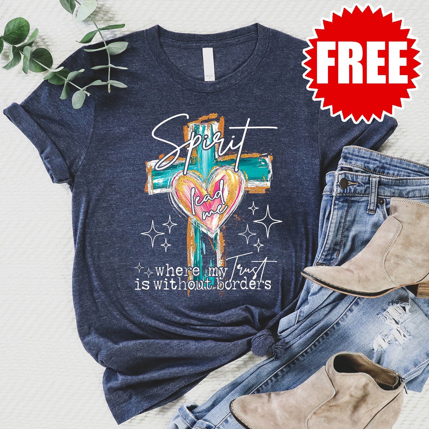 Spirit Lead Me Tee - Heather Navy Style001