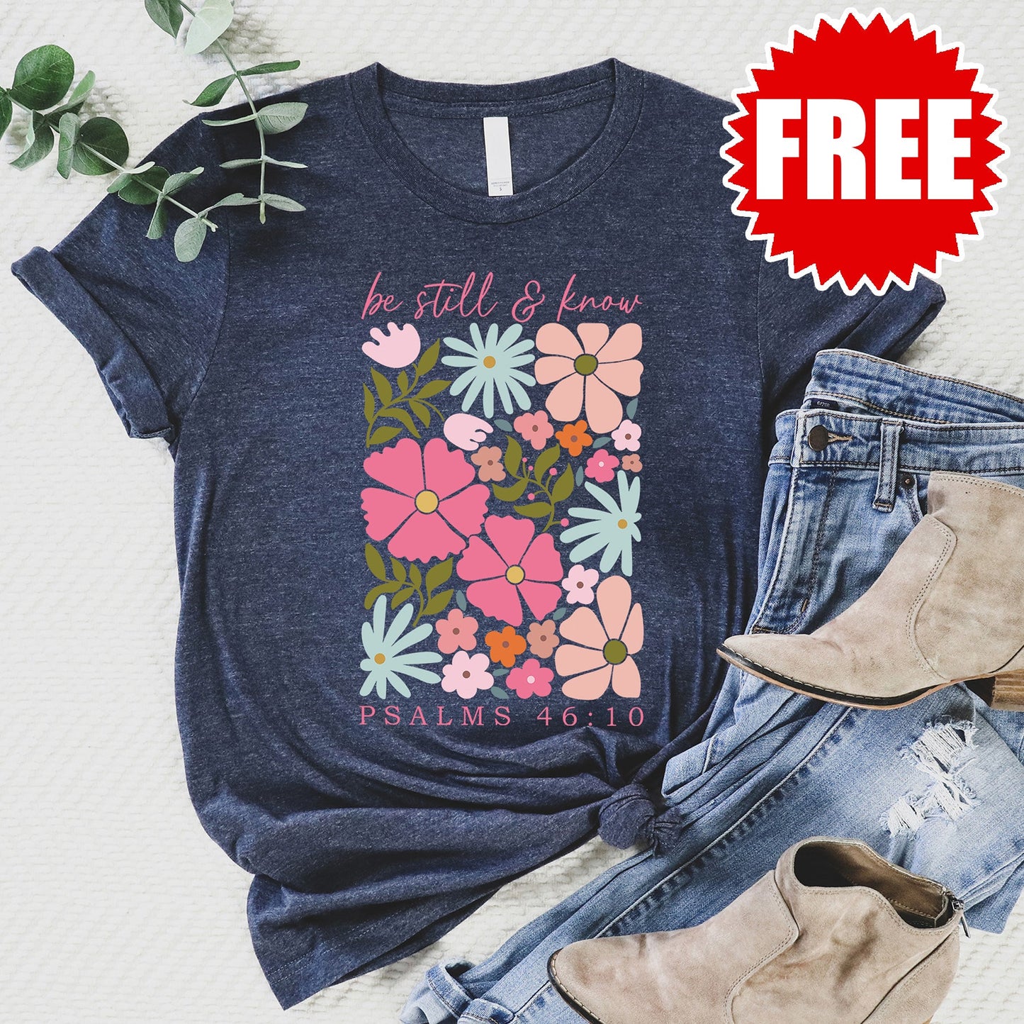 Be Still and Know Tee - Heather Navy - 0