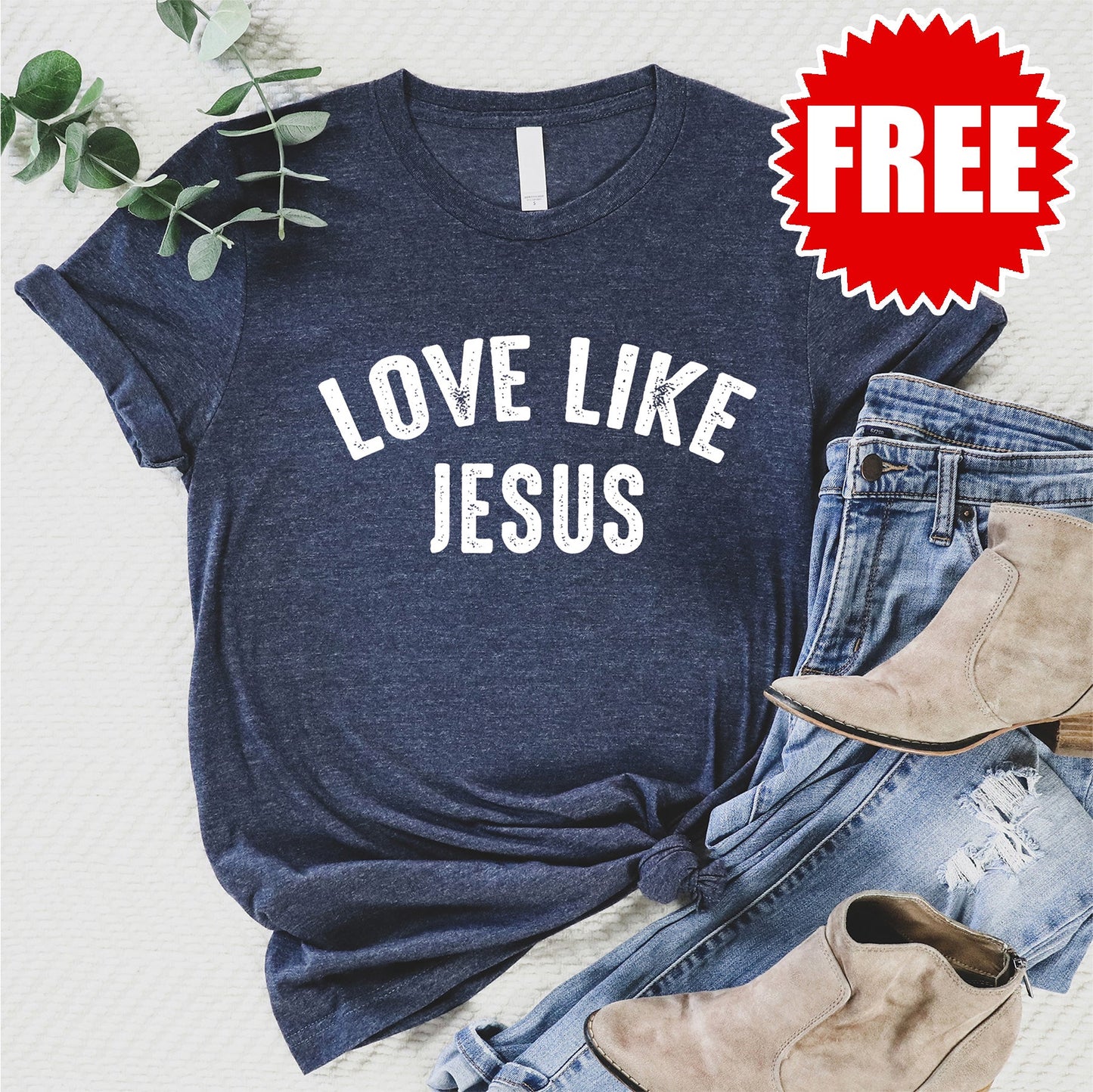 Love Like Jesus Tee - Heather Navy - 0 Style001