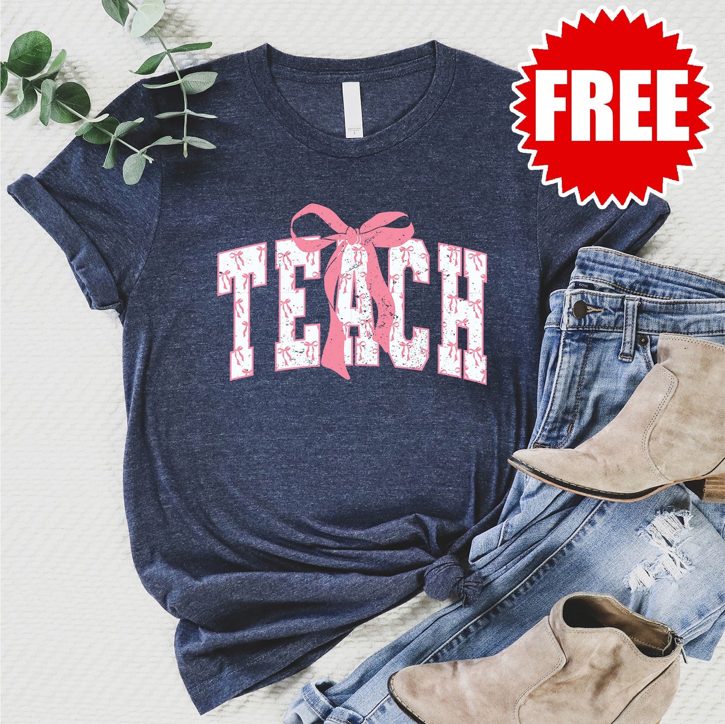 Teach Tee - Heather Navy - FREE