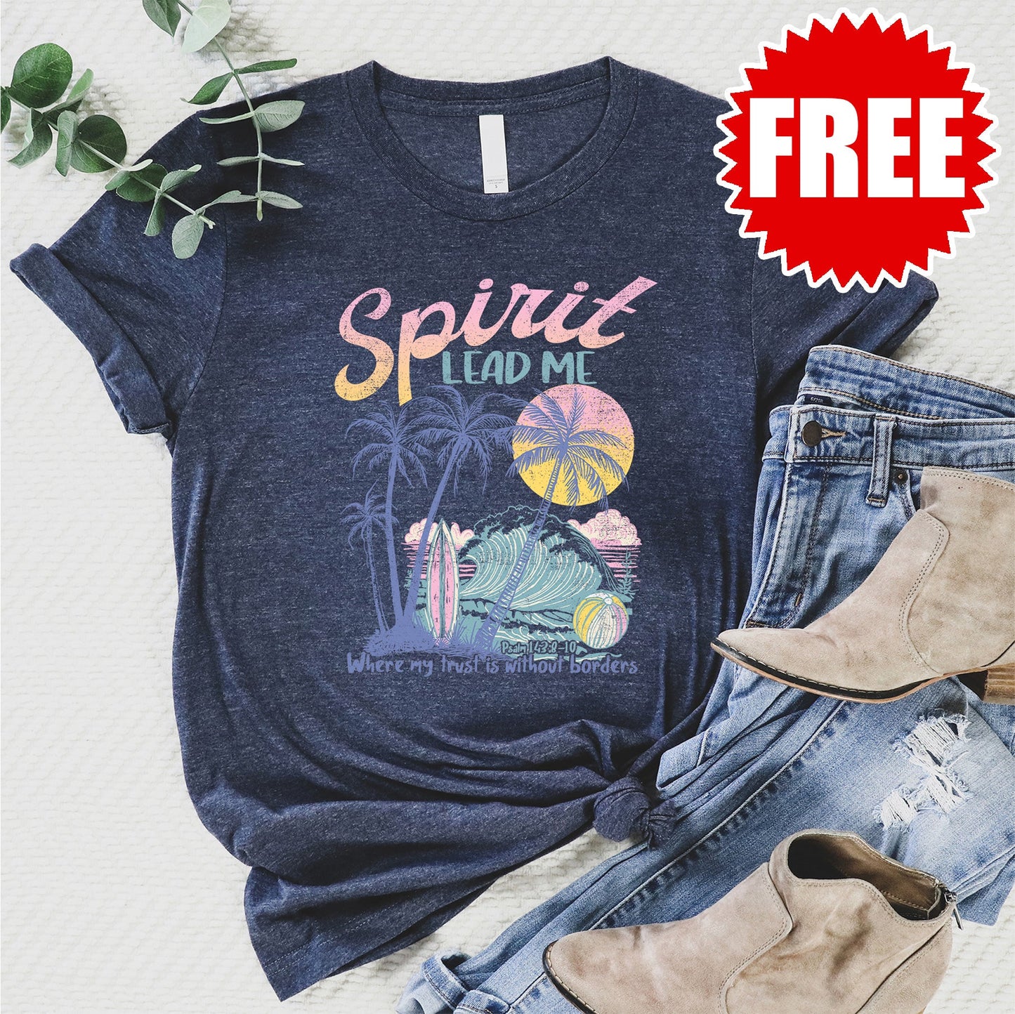 Spirit Lead Me Tee - Heather Navy - 0