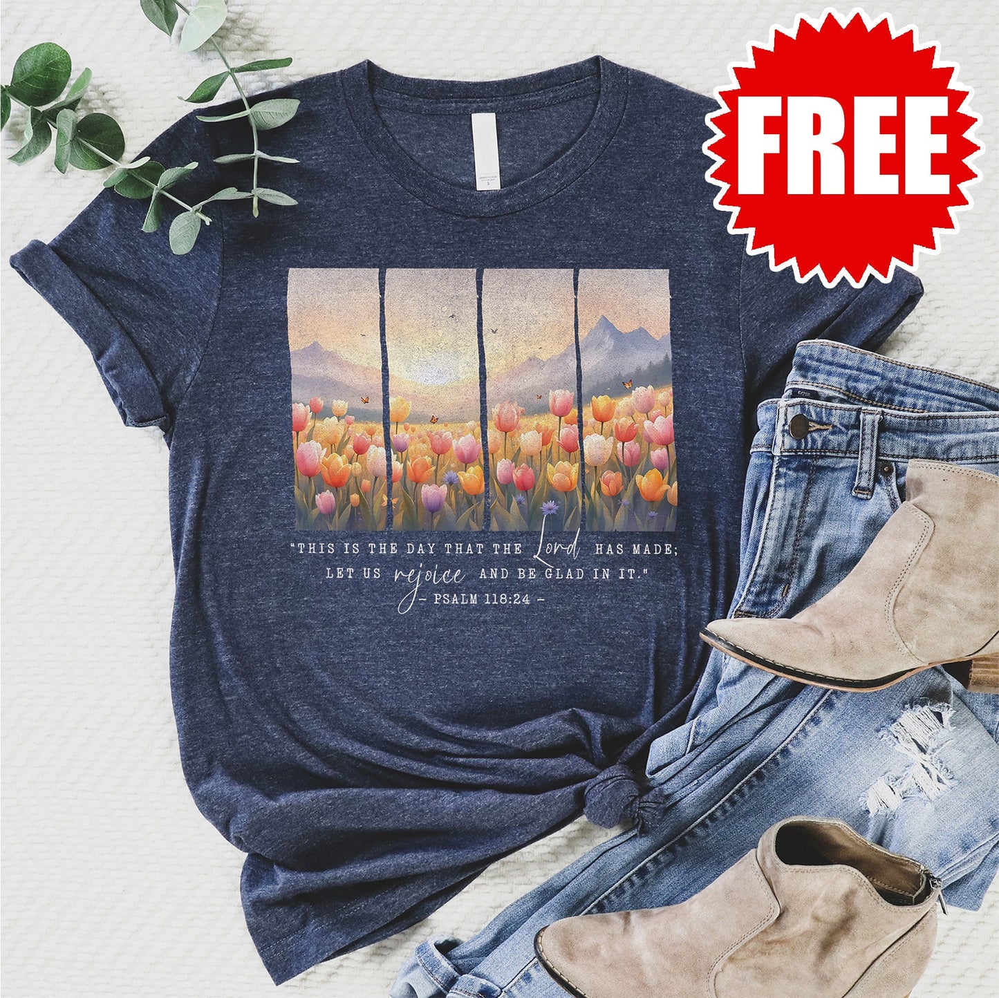 This Is The Day Tee - Heather Navy - 0