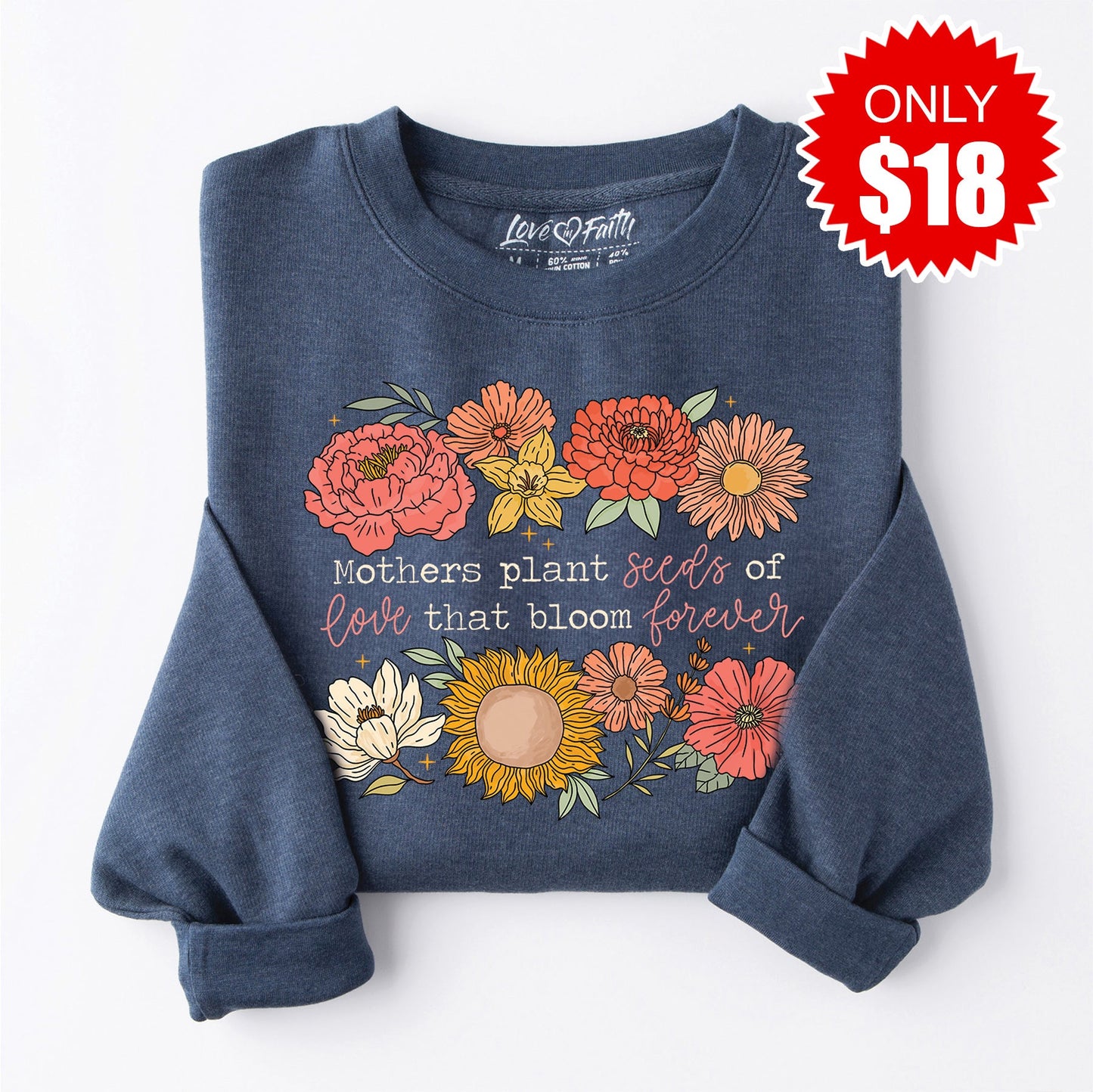 Mothers Plant Seeds Sweatshirt - Heather Navy - 18