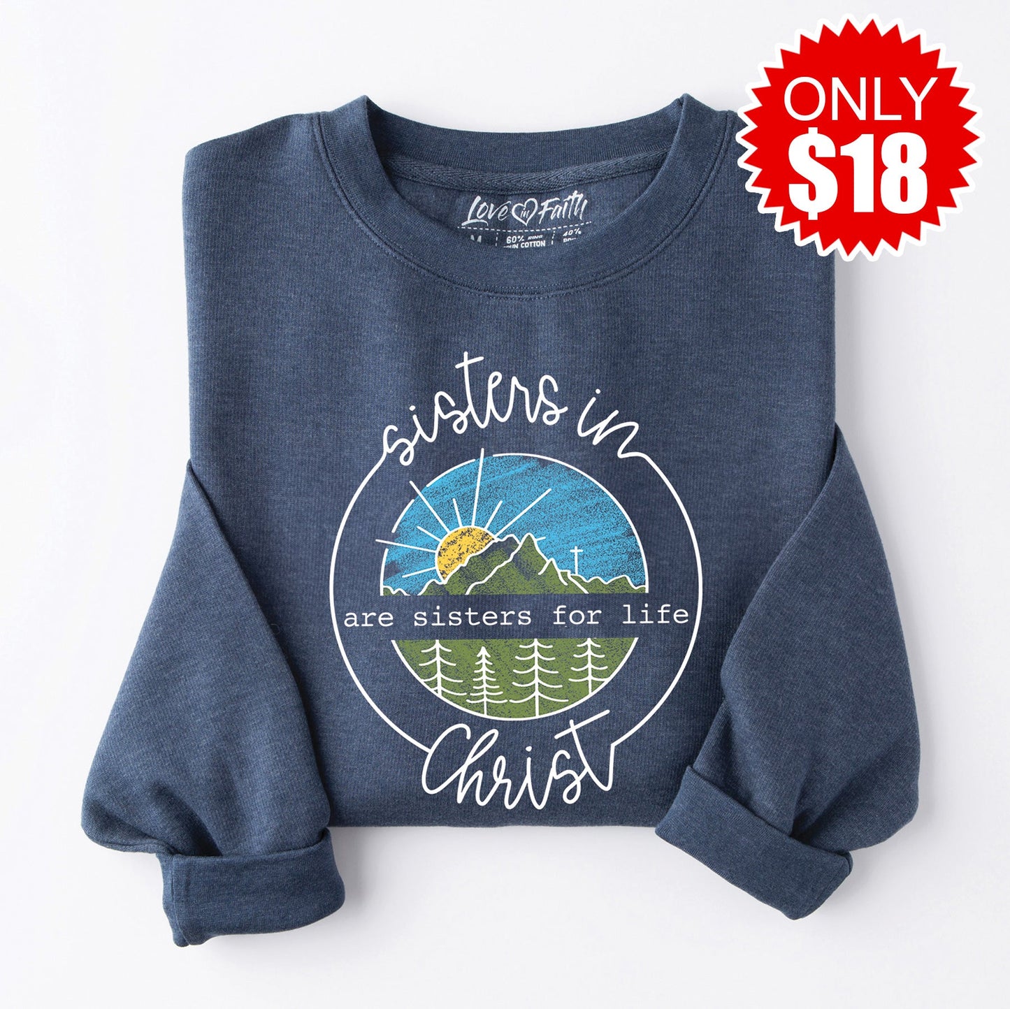 Sisters in Christ Crewneck Sweatshirt - Heather Navy