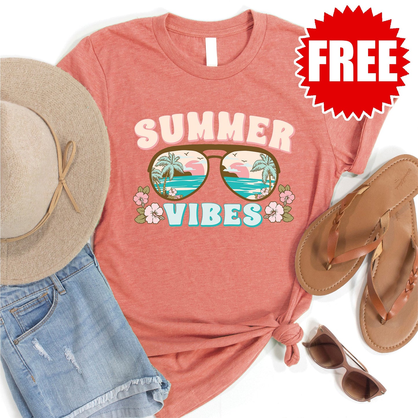 Summer Vibes Tee - Heather Papaya - 0 Style003