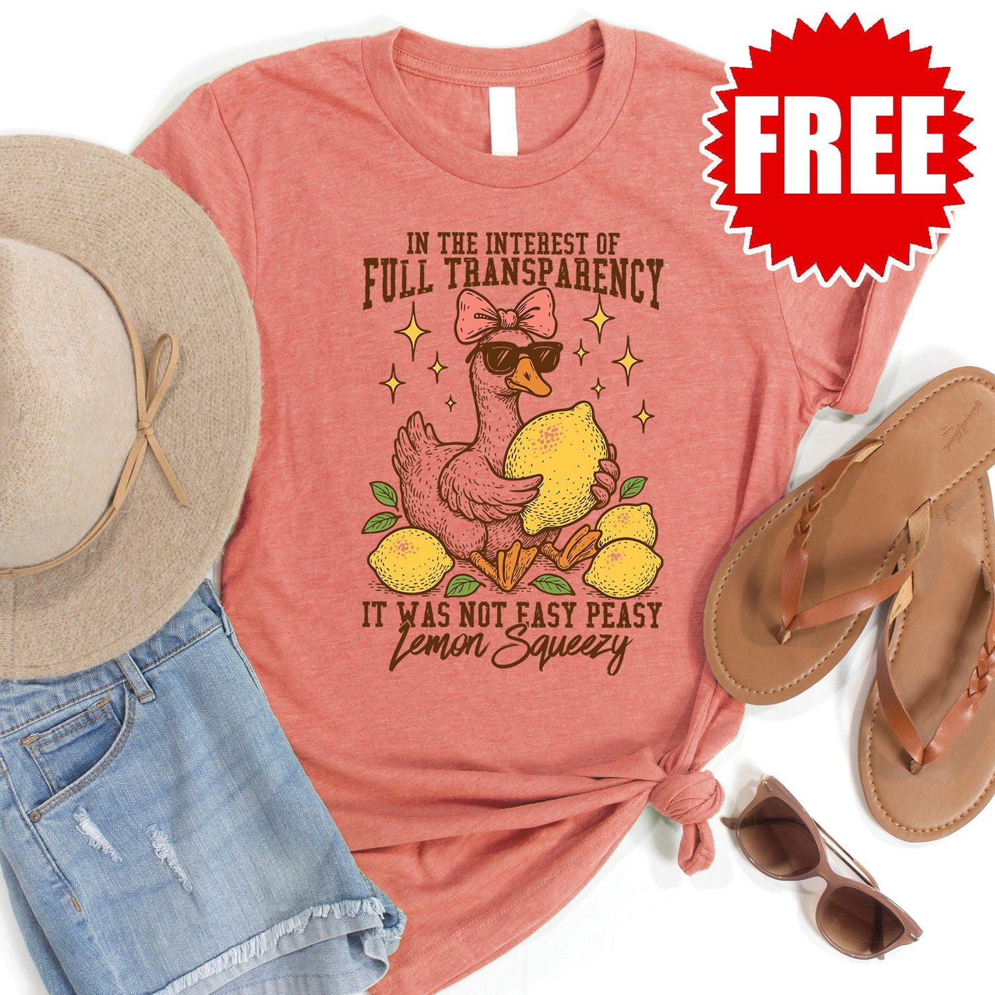 Lemon Squeezy Tee - Heather Papaya - 0